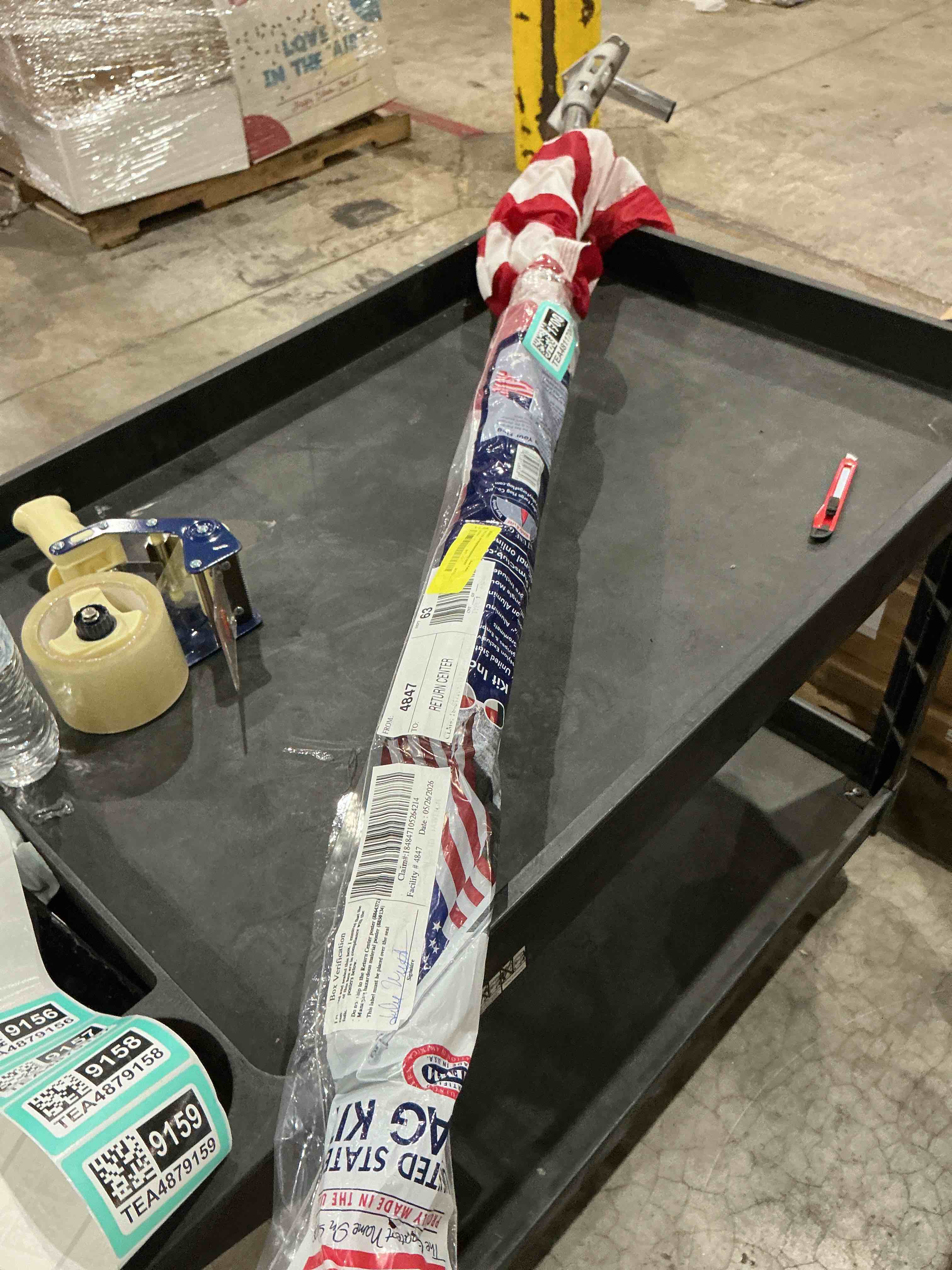 Condition photo showing As Is for valley forge flag 60733 3x5ft. nylon us flag kit with 6ft. 1.25in. aluminum pole and aluminum bracket