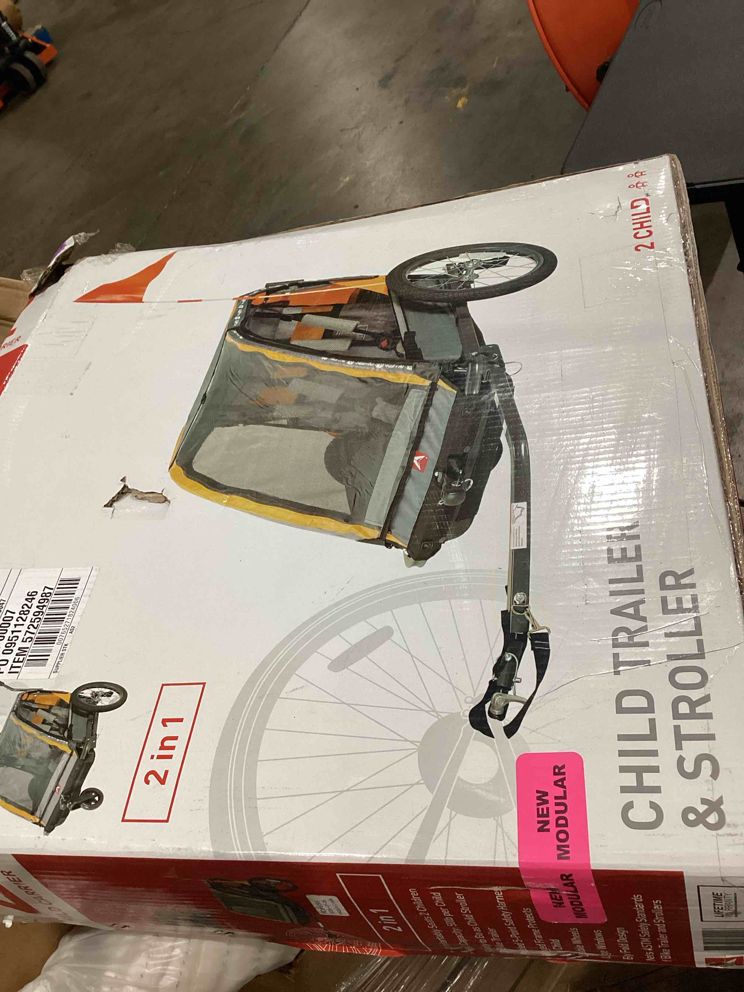 allen sports deluxe 2-child bicycle trailer & stroller max capacity 100 lbs model as2 green