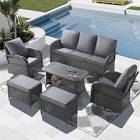 wenqik 7 pcs outdoor wicker chair cushions set with 1 loveseat 44 x 19 in weatherproof & 6 u shaped 