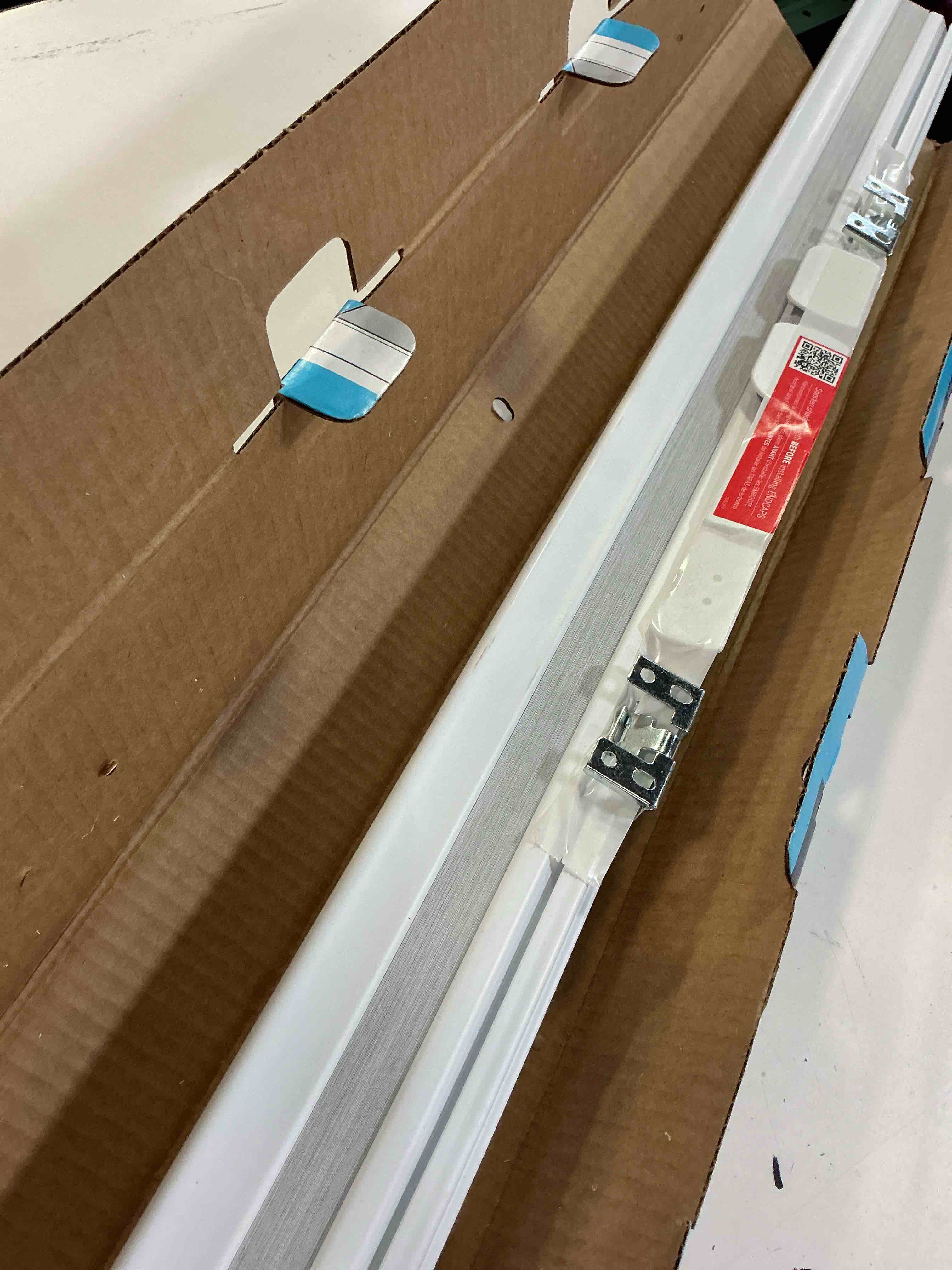 Condition photo showing Good Condition for levolor trim+go 32-in x 72-in snow blackout cordless cellular shade