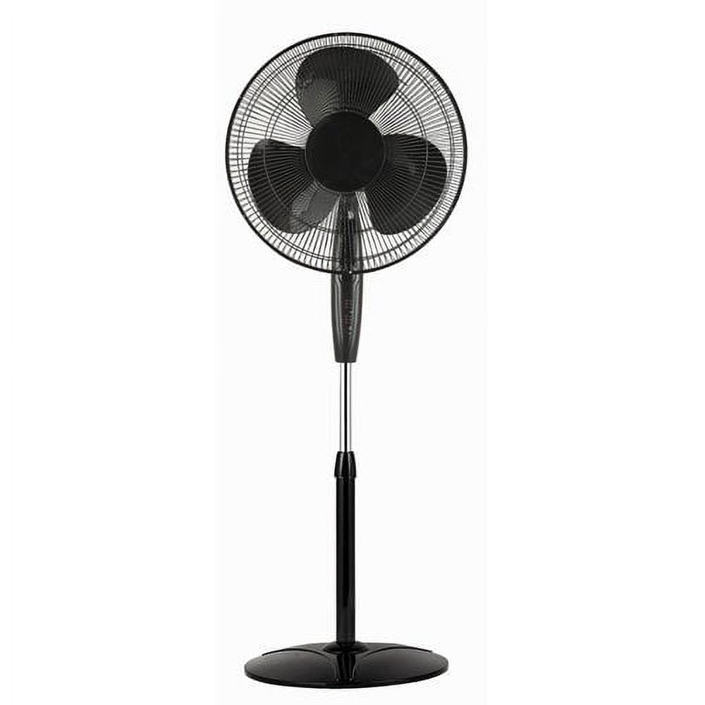 optimus 18" black oscillating stand fan with remote control