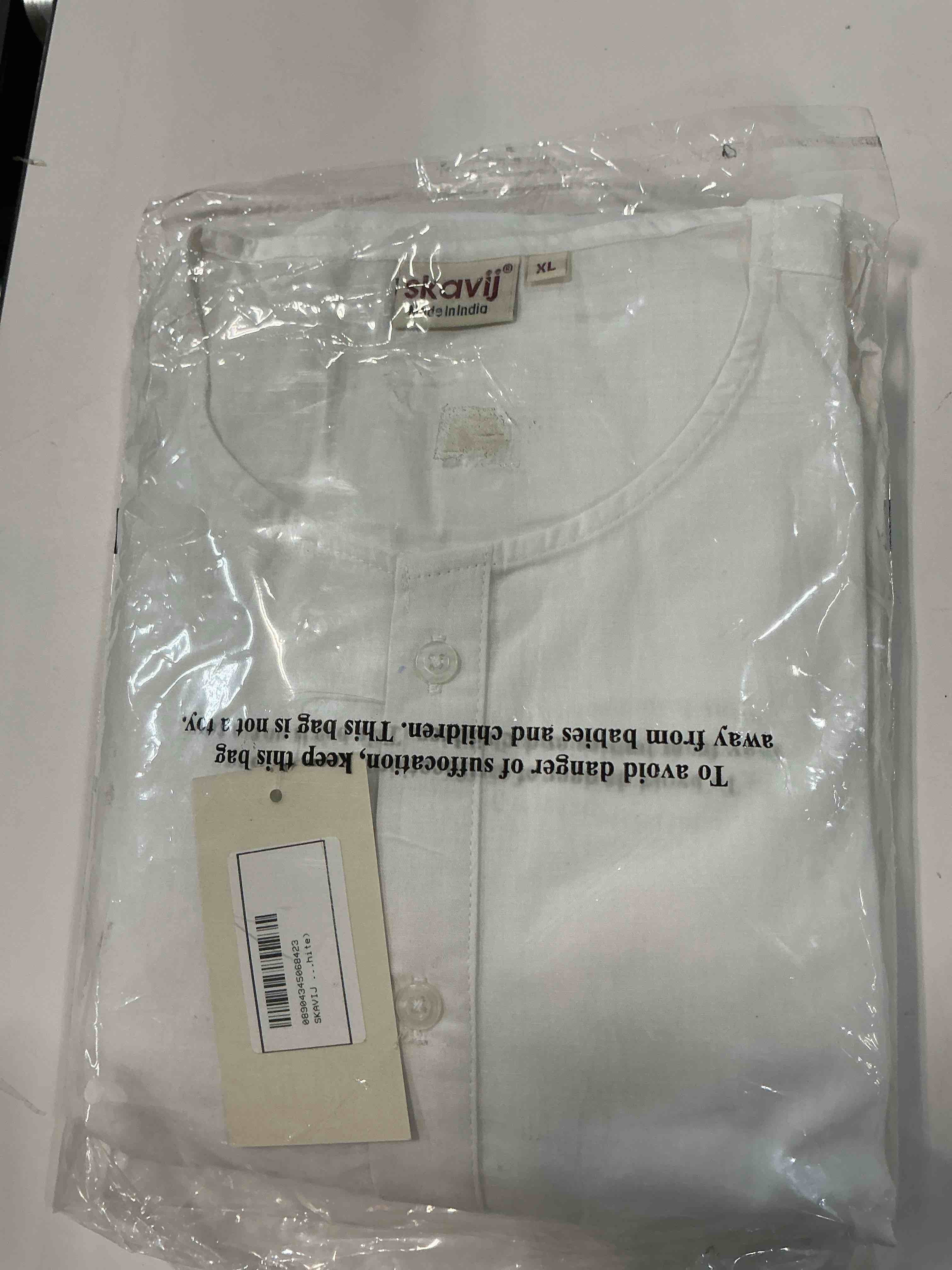 Condition photo showing New/Like New for skavij men's cotton 2 piece set casual straight longline round neck shirt solid pant regular outfit (white).size l