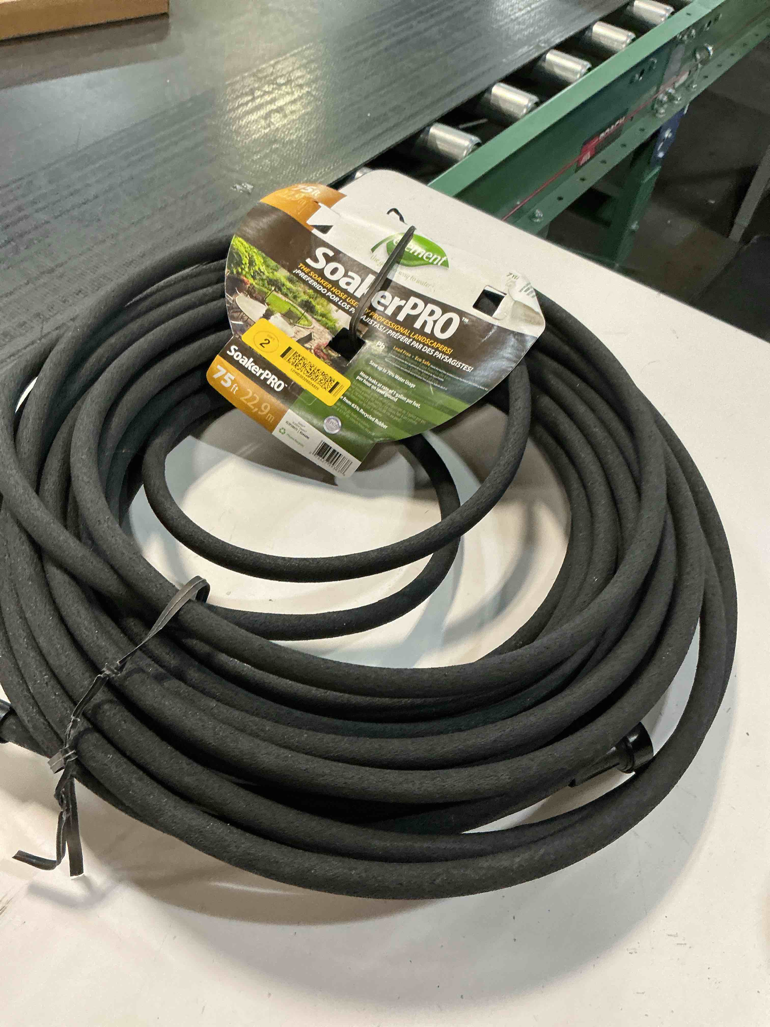 Condition photo showing As Is for swan products, black element eslp38075 soakerpro landscaping soaker hose 75 ft, 3/8 diamete, 75'