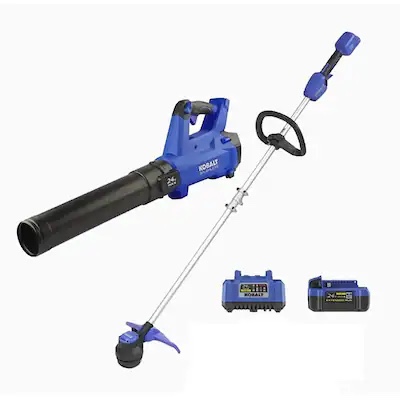 kobalt 24-volt cordless battery string trimmer leaf blower combo kit, no battery
