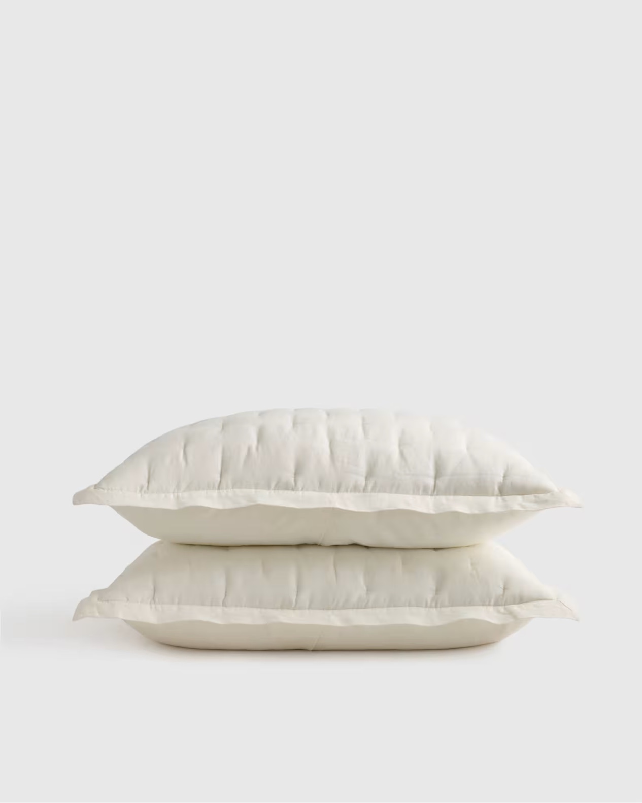 European Linen Dream Quilted Sham Set, Full/Queen, Ivory