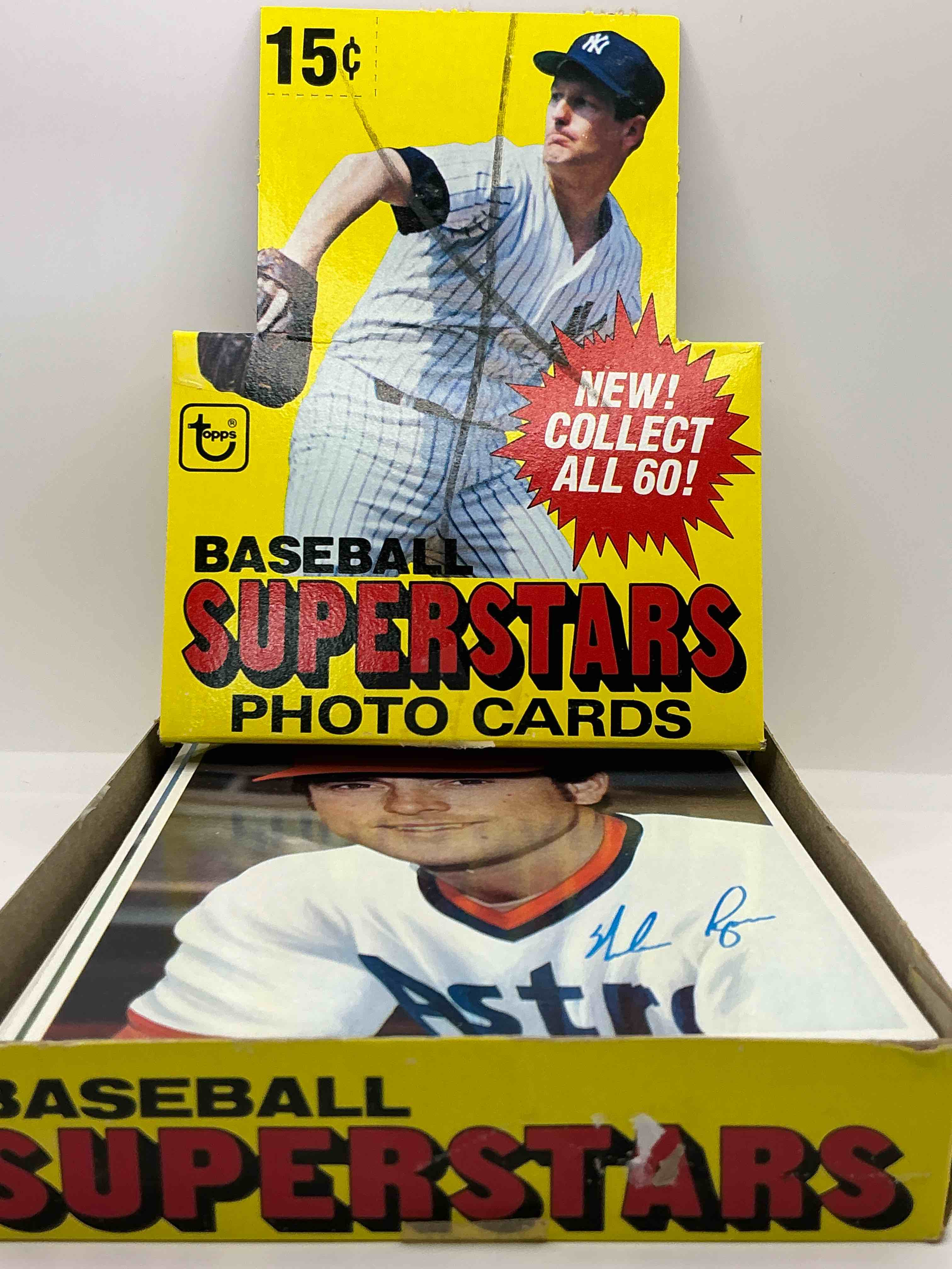 1980’s topps baseball superstars! awesome jumbo picture cards include legends like nolan ryan! johnny bench! george brett! reggie jackson!! mike schmidt! & more! grab a piece of historical baseball in this 48 card set!