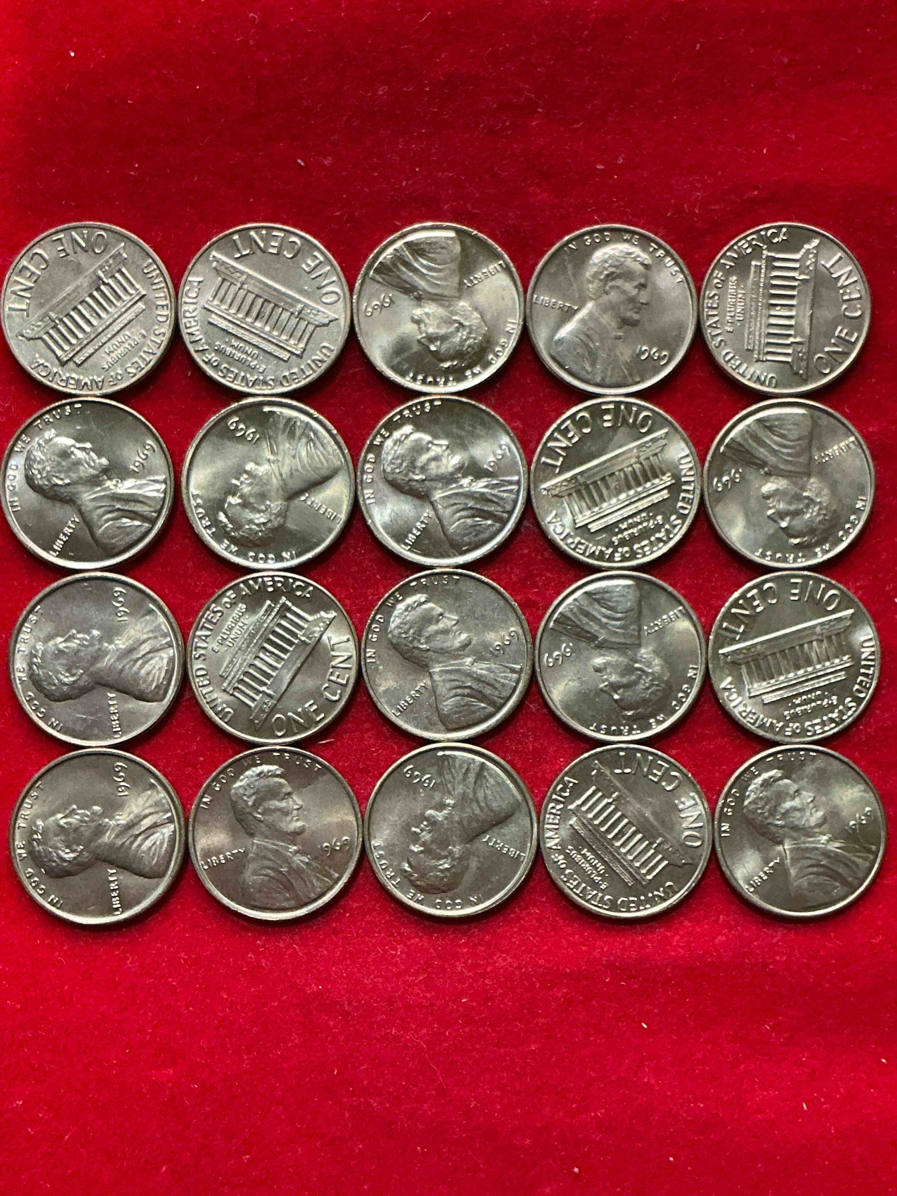 Condition photo showing New/Like New for 1969 moon landing brilliant uncirculated wheat pennies! direct from original treasury bank rolls, these pennies haven’t seen daylight since 1969! on july 20, 1969 the world changed forever when america landed on the moon! own pieces of this era with these gorgeous brilliant uncirculated wheat pennies!