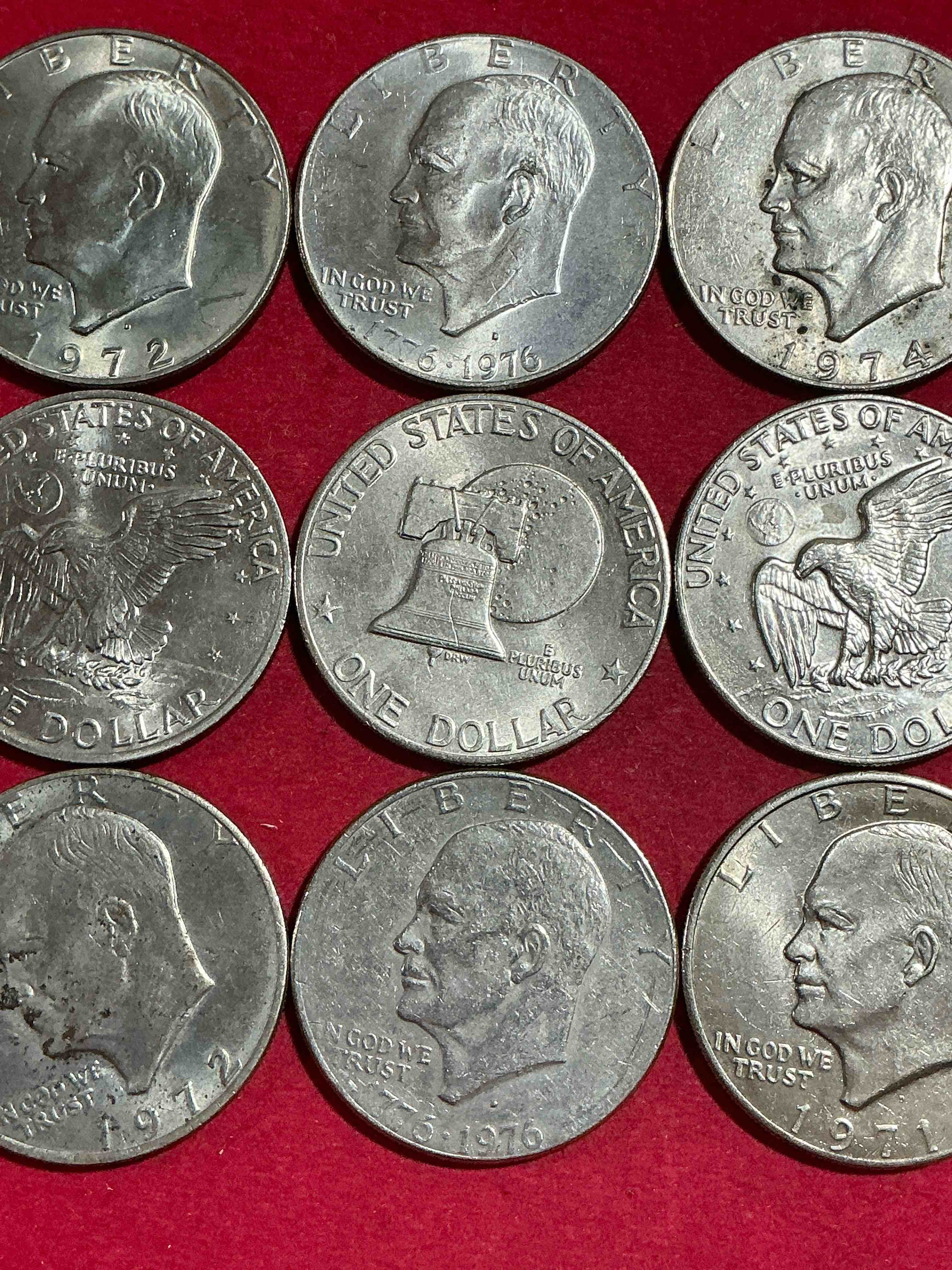 gorgeous eisenhower dollars! here are circulated “ike” dollars! up for auction are ike one dollar coins from different years! awesome ike dollars! even includes rare bicentennial 1976 edition