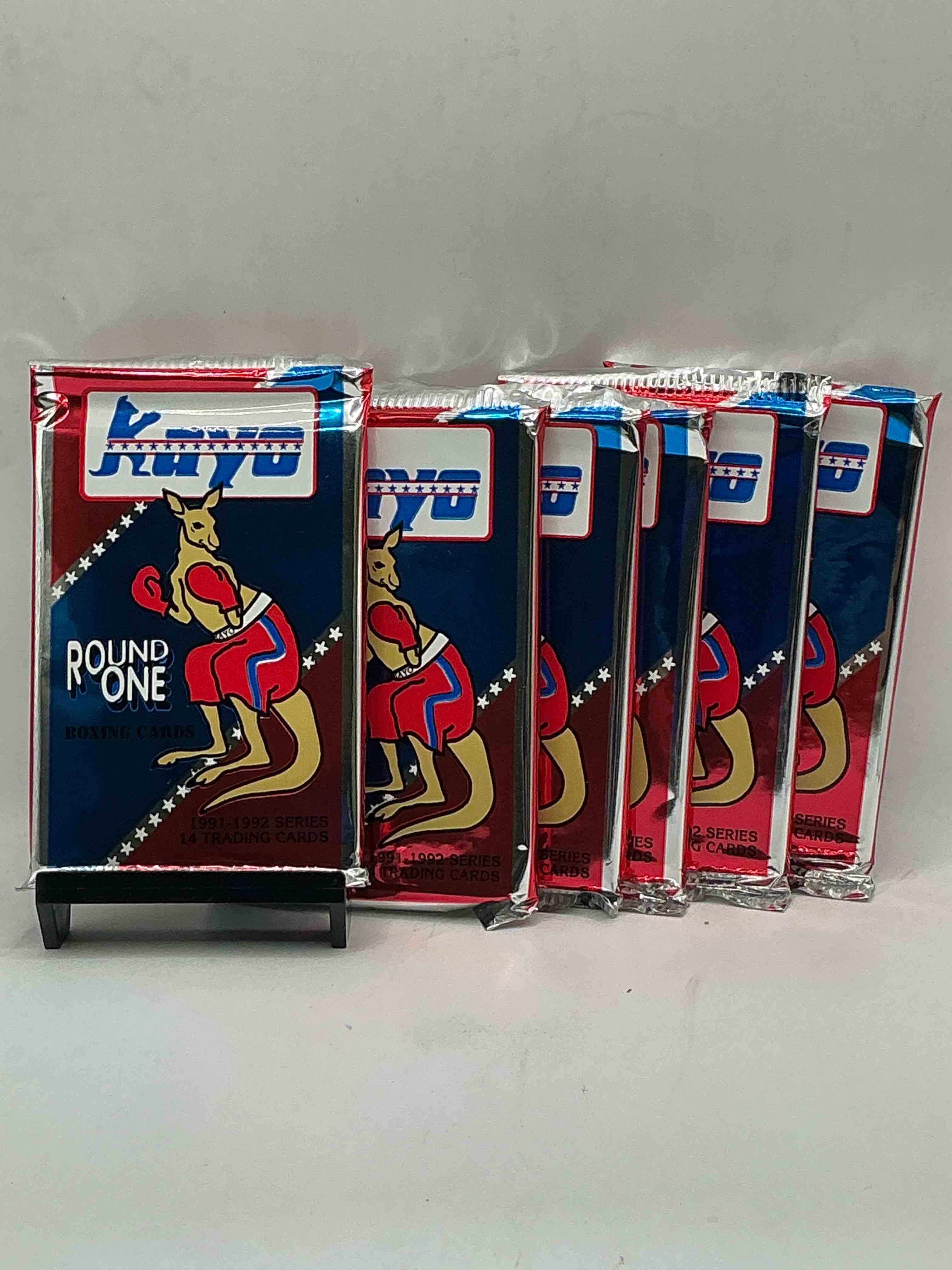 1991-92 kayo round one boxing cards! 14 cards per pack! look for roy jones jr, lennox lewis, james toney & more! beautiful packs!