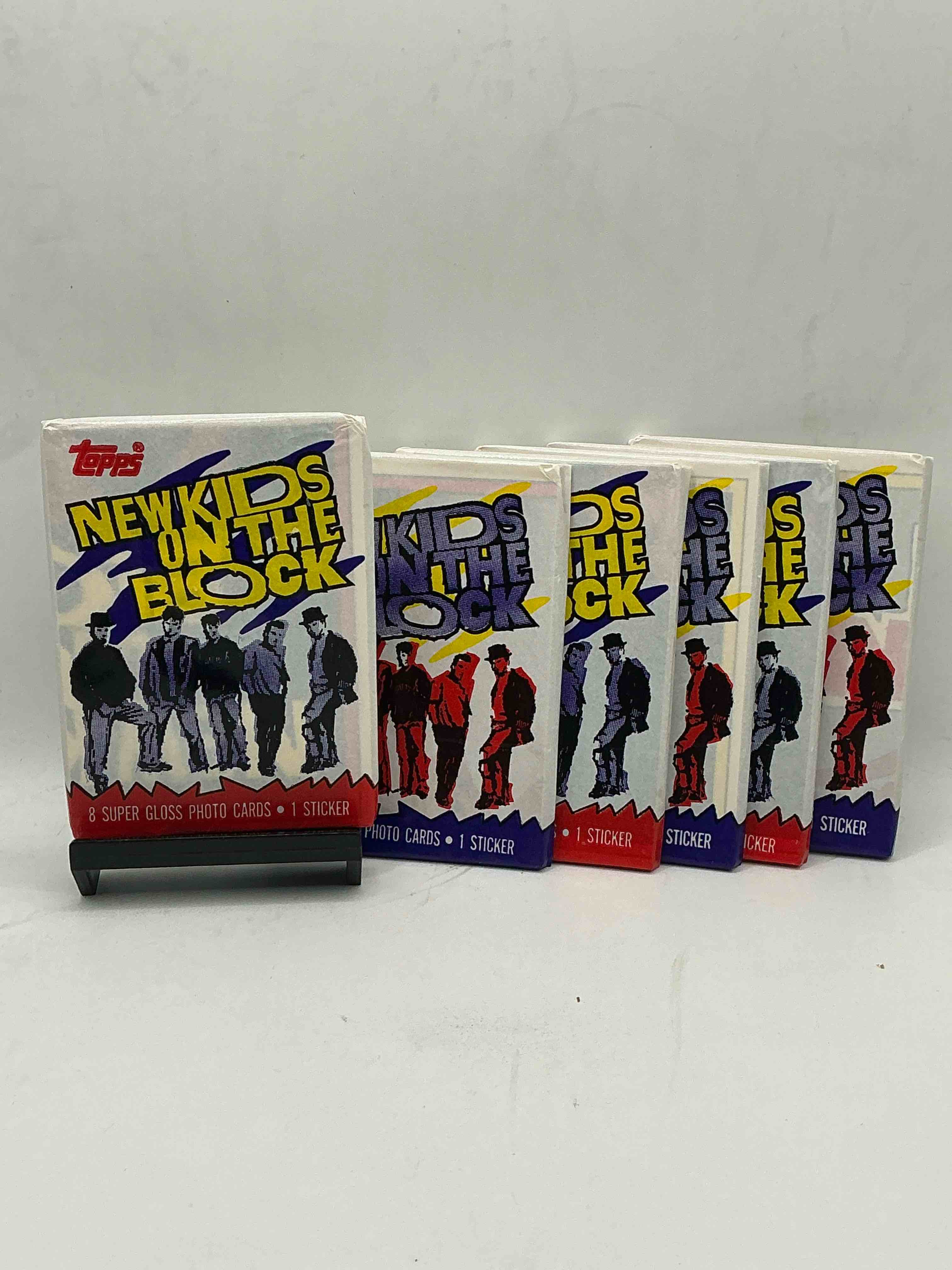 1989 hangin’ tough! new kids on the block, the original boy band history! check out these original, sealed new kids trading card wax packs, direct from original retail case! re-live 1989 with these highly collectible, authentic pieces of pop culture history!