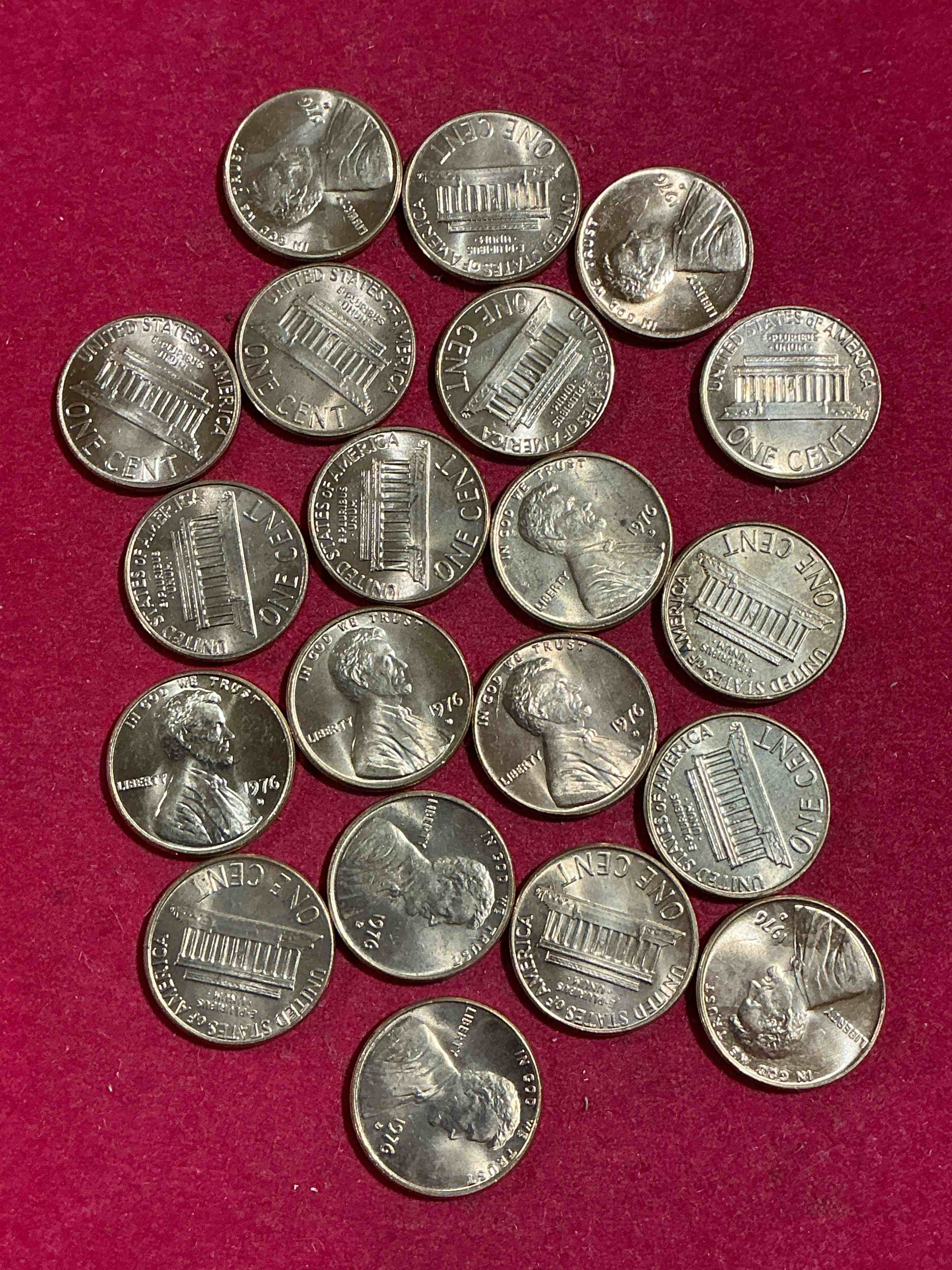 1976 brilliant uncirculated america 200 year anniversary pennies! celebrate america’s bicentennial with the unc brilliant 1976 pennies, direct from the original bank rolls! these pennies have not seen the light of day since 1976, wow! serious collector items!