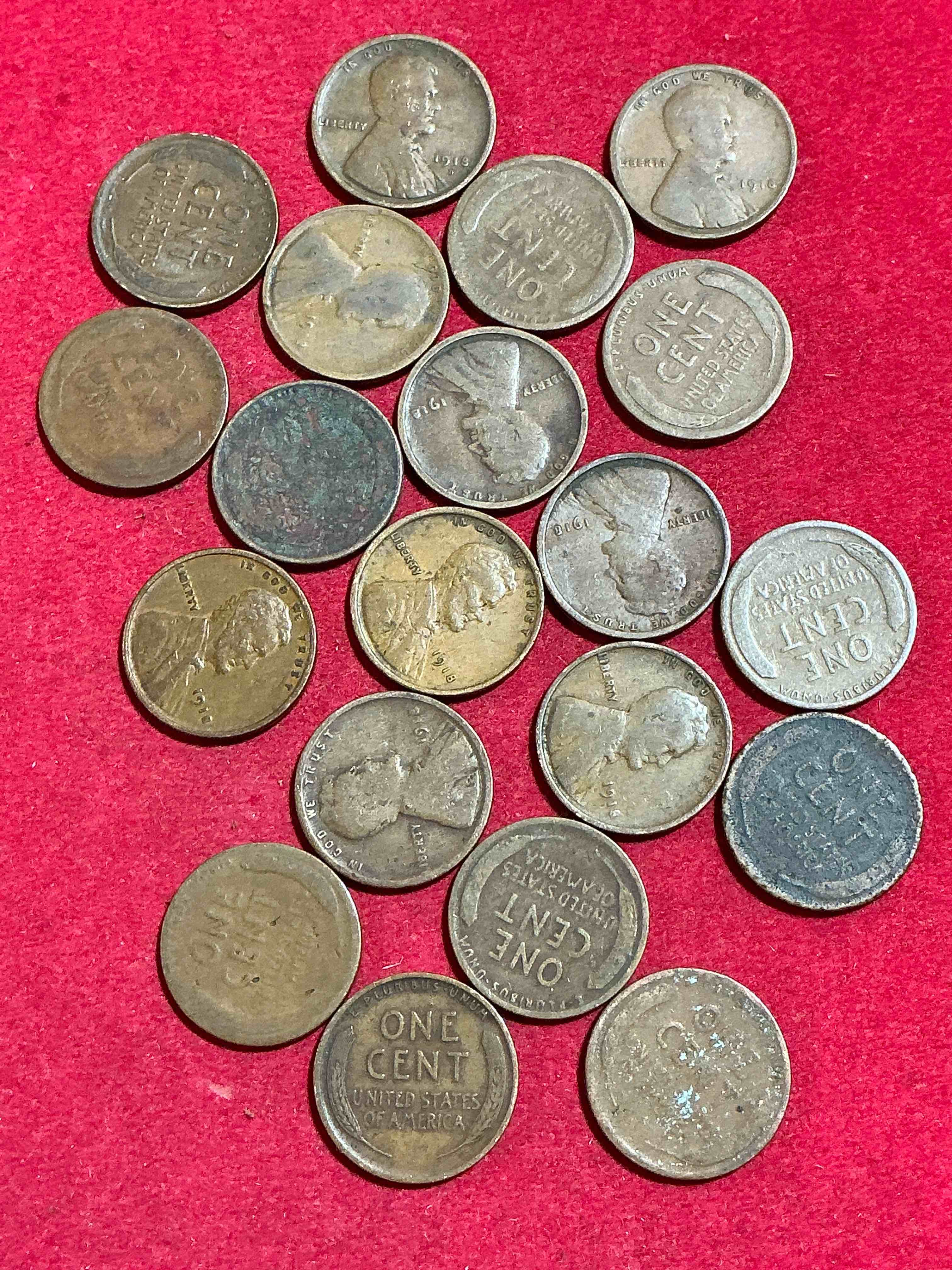 Condition photo showing Good Condition for 1918 wheat pennies, veterans take notice!  military action of world war one ended with armistice day nov 11, 1918!  armistice day eventually became veterans day. own pieces of this era with these rare 1918 world war one era lincoln wheat cent pennies! hard to find & great for world war one buffs!