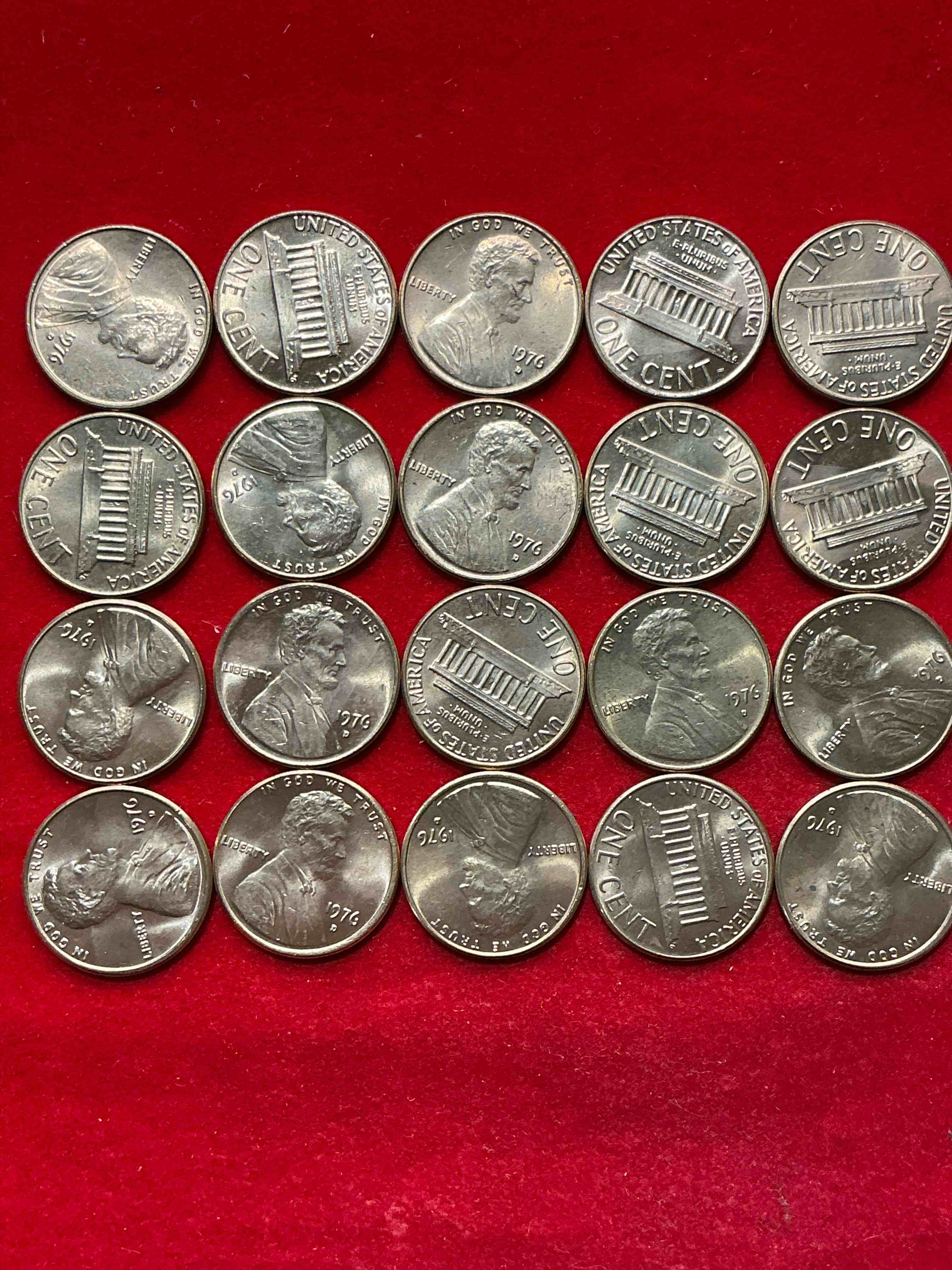 1976 brilliant uncirculated america 200 year anniversary pennies! celebrate america’s bicentennial with the unc brilliant 1976 pennies, direct from the original bank rolls! these pennies have not seen the light of day since 1976, wow! serious collector items!