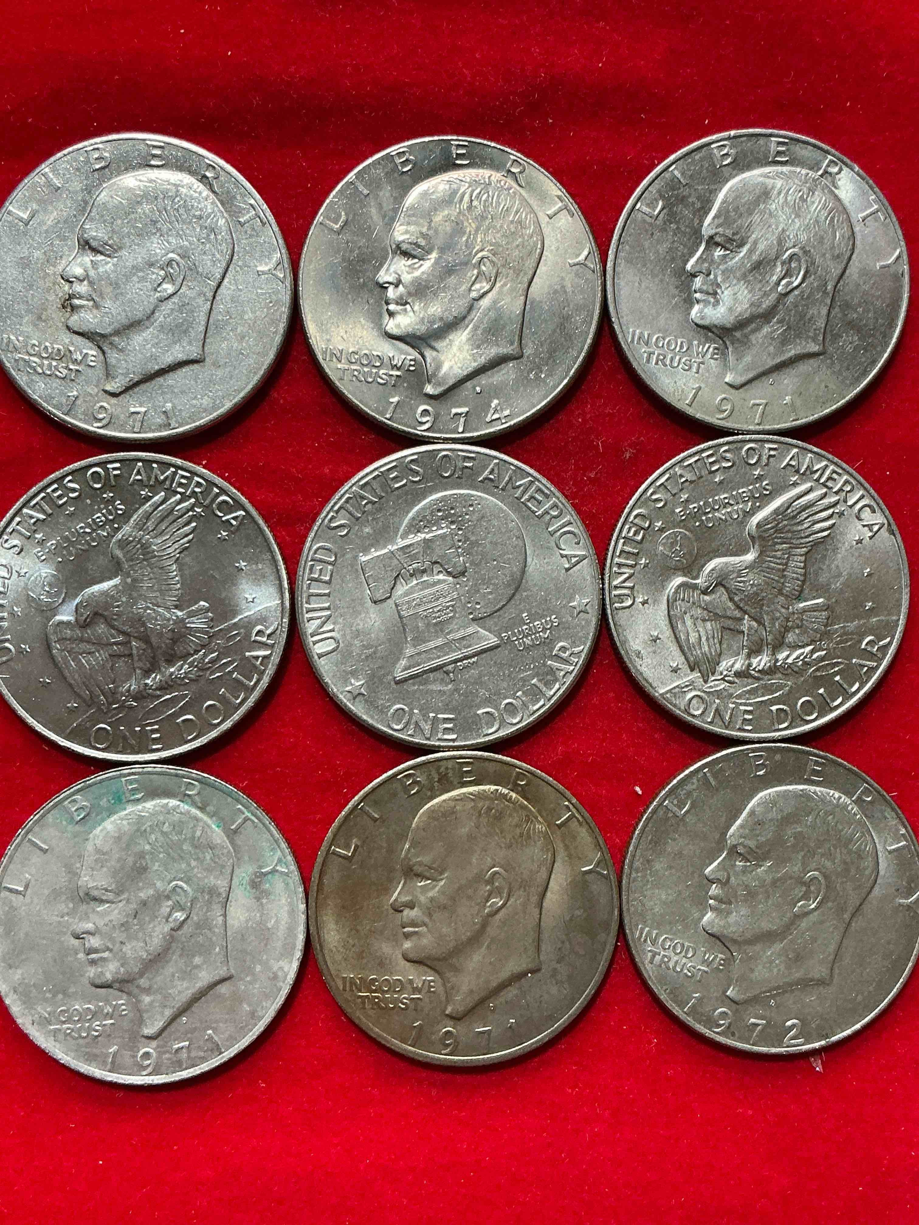 gorgeous eisenhower dollars! here are circulated “ike” dollars! up for auction are ike one dollar coins from different years! awesome ike dollars! even includes rare bicentennial 1976 edition