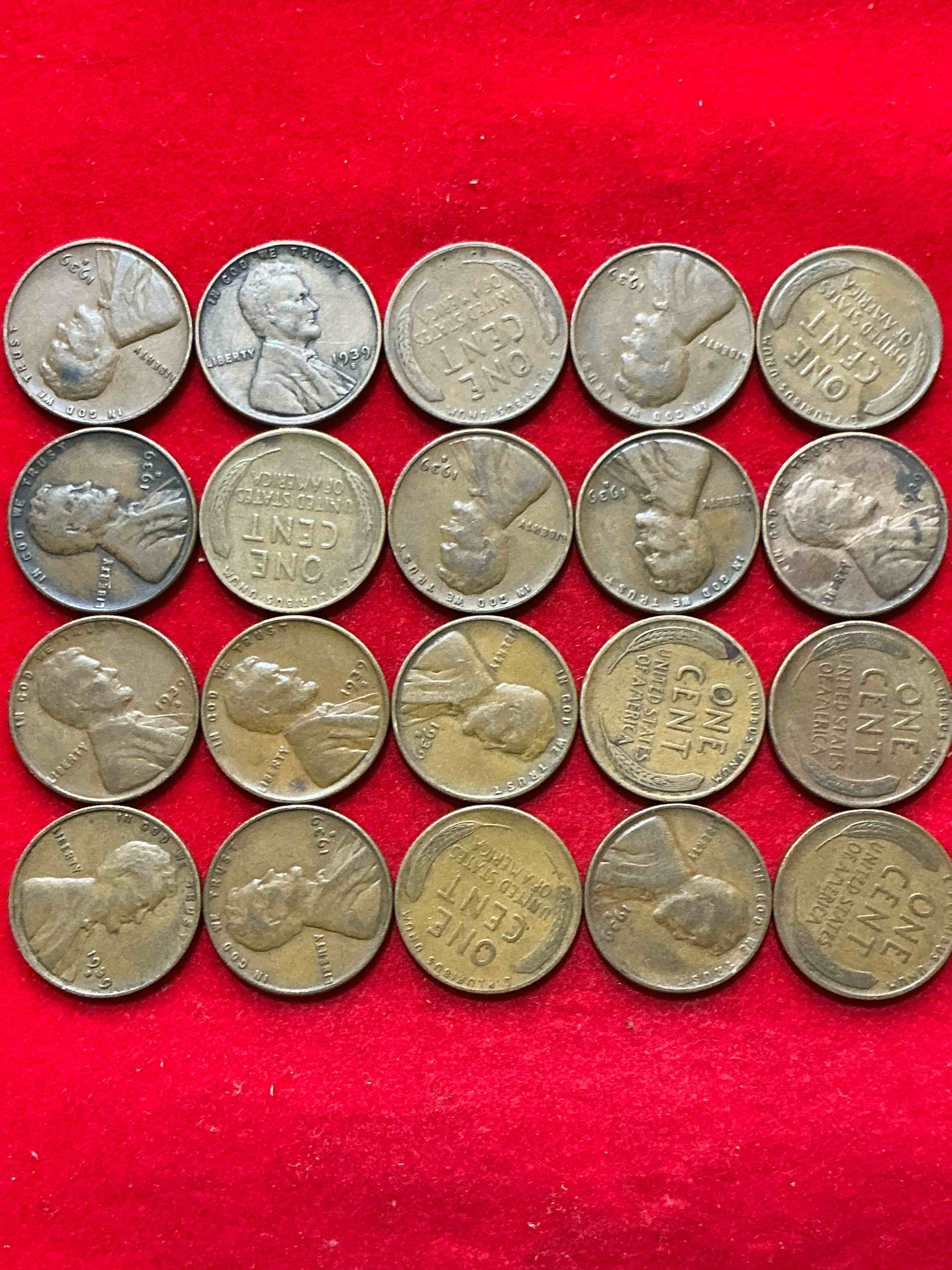 Condition photo showing Good Condition for rare 1939 mint pennies! world war 2 buffs take notice! wwii started in 1939 when hitler invaded poland. up for auction are rare 1939 san francisco mint pennies, in great condition!