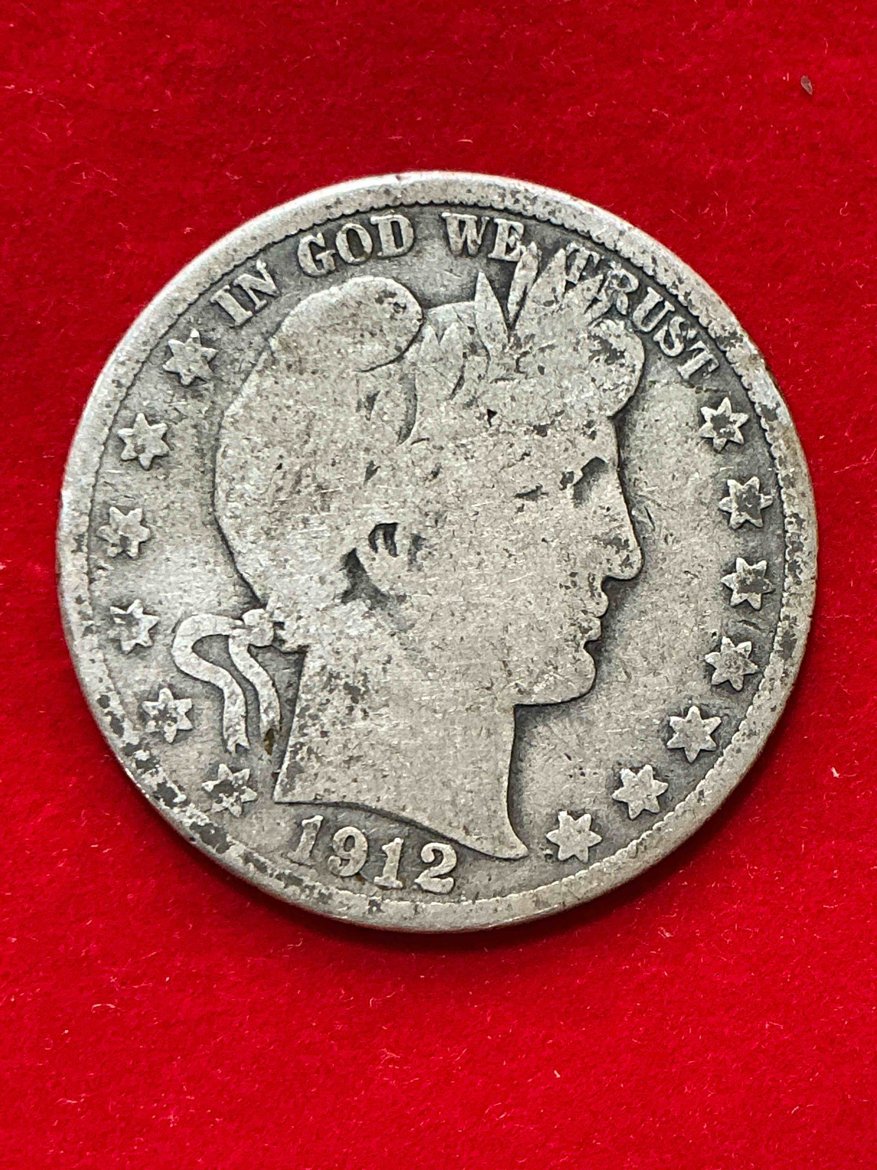 rare us fine silver! barber half dollar, 90% silver! 1912 edition! nearly impossible to collect! rare & very coveted by collectors! own a piece of history great for coin collectors, think of the history these coins have seen! rare 90% silver barber half dollar!