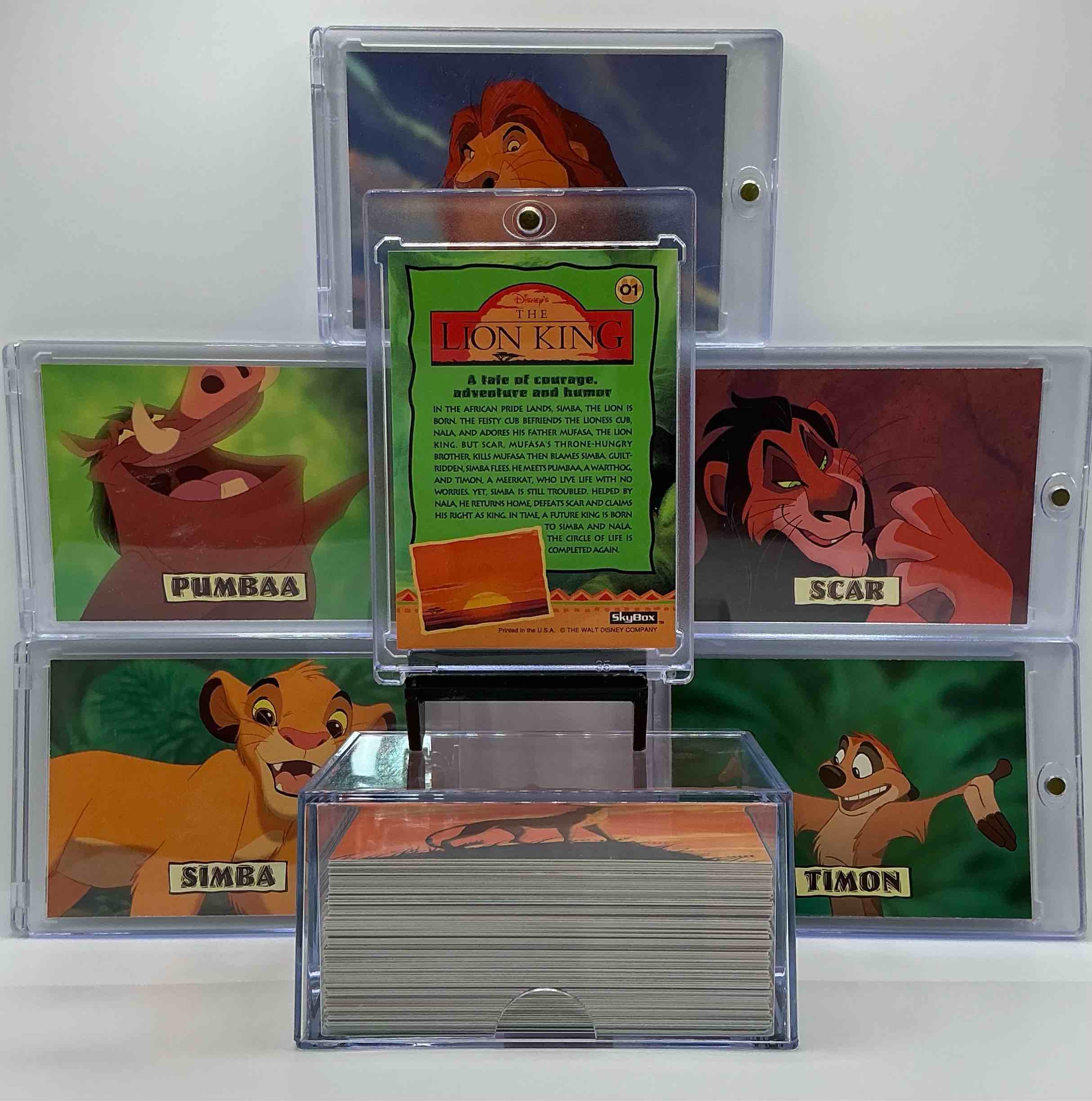 Condition photo showing New/Like New for 1994 lion king, hakuna matata! ultra rare, original & authentic lion king movie cards, 90 card lot is all cards from year complete! mufasa, simba, scar, timon & more! 1994 skybox the lion king ultra rare! 90 cards per lot, filled with cool pictures & legendary moments from this historic movie series! wow! a serious pop culture collectible!