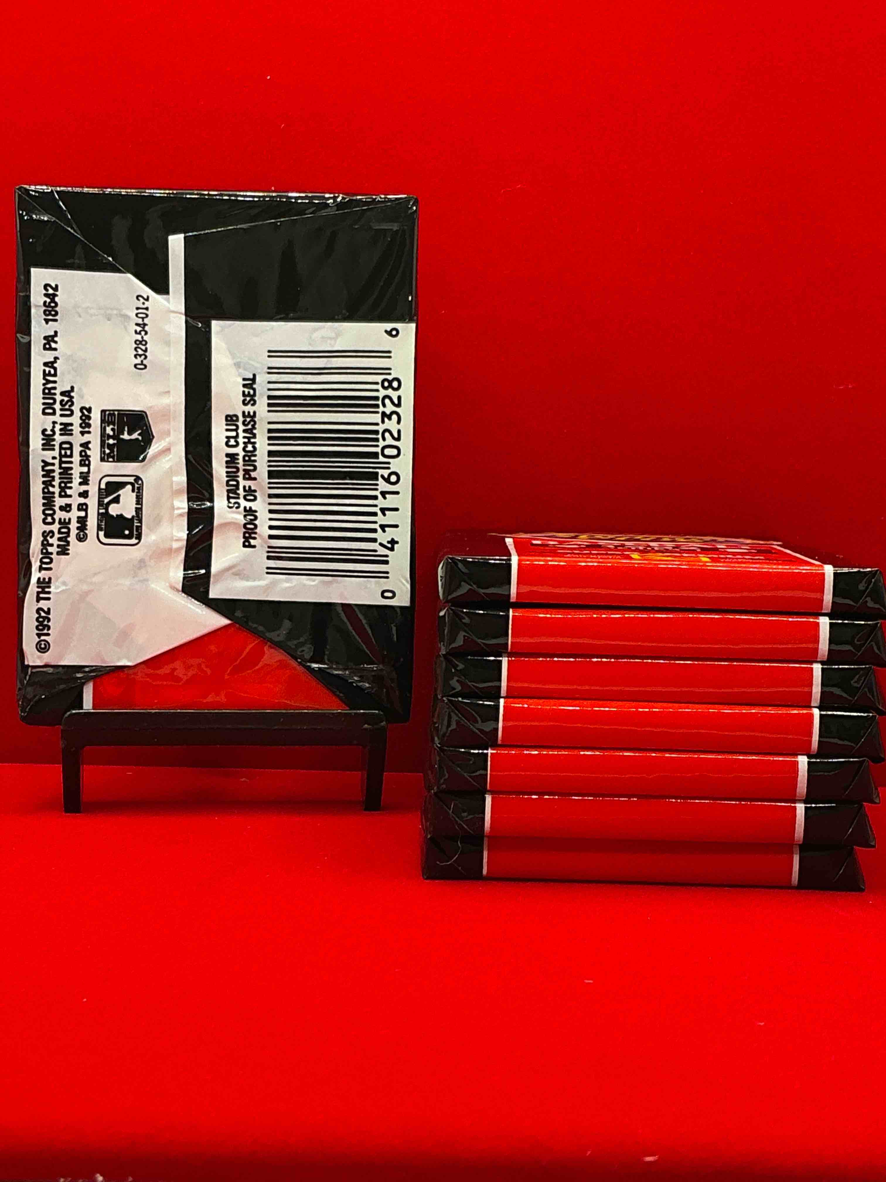 Condition photo showing New/Like New for ken griffey jr!? frank thomas!? baseball insanity! 1992 topps stadium club baseball series i unopened packs, direct from box! 15 premium baseball cards in each pack! search for griffey jr, nolan ryan, frank thomas & so much more!search for 1980's stars & hall of famers!
