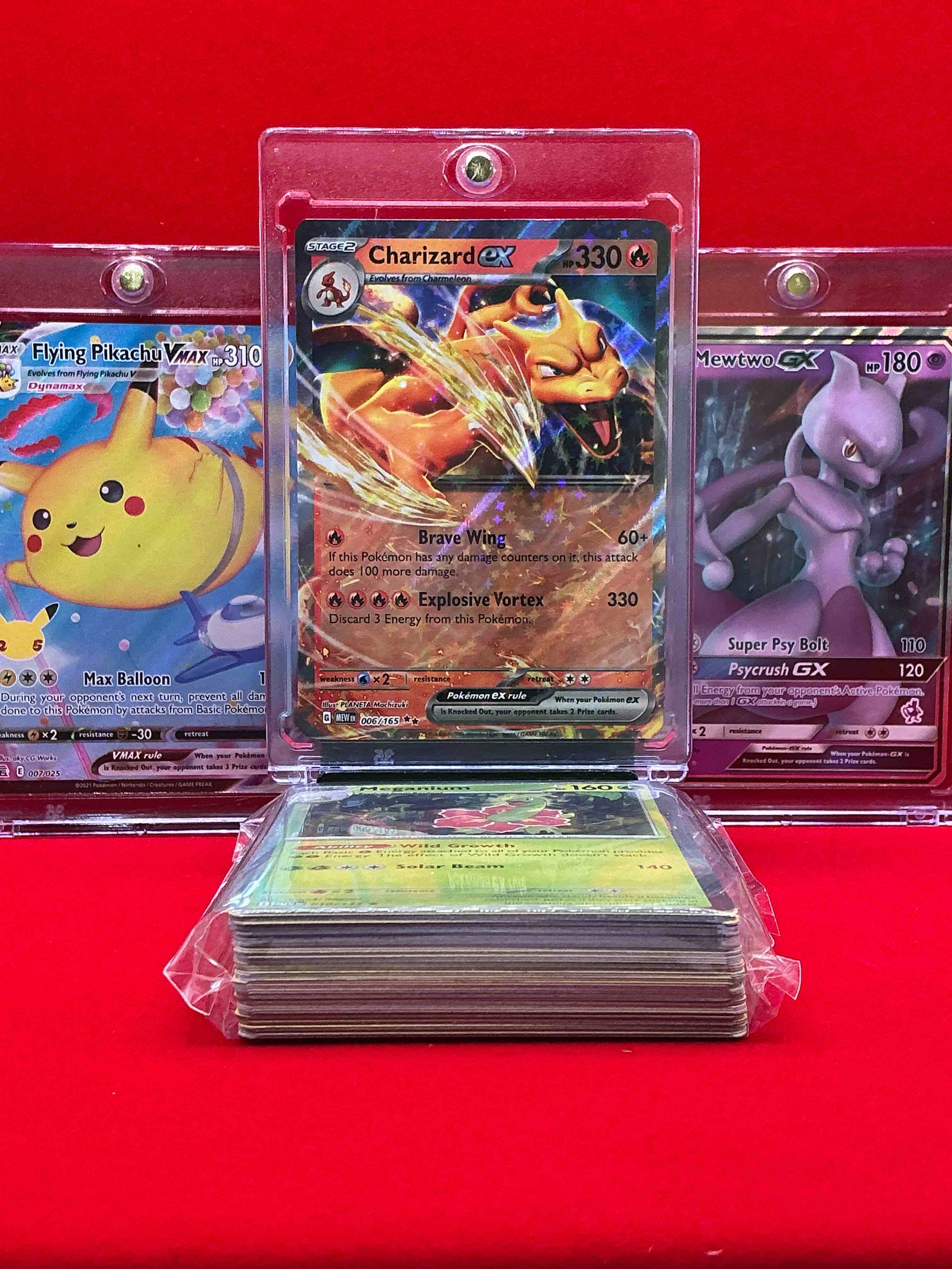 Charizard EX, Pikachu VMAX & Mewtwo GX & More! Along With 50 Other Pokémon Heroes, Holos, Legends & Commons- Including Holographic Cards, Stage 2 Cards, Holos In All Forms & More! Also Includes 36 Non Holo Common/ Uncommon Basic & First Stage Cards Trainers & Energy Too! Perfect Set For Collectors & Enthusiasts!