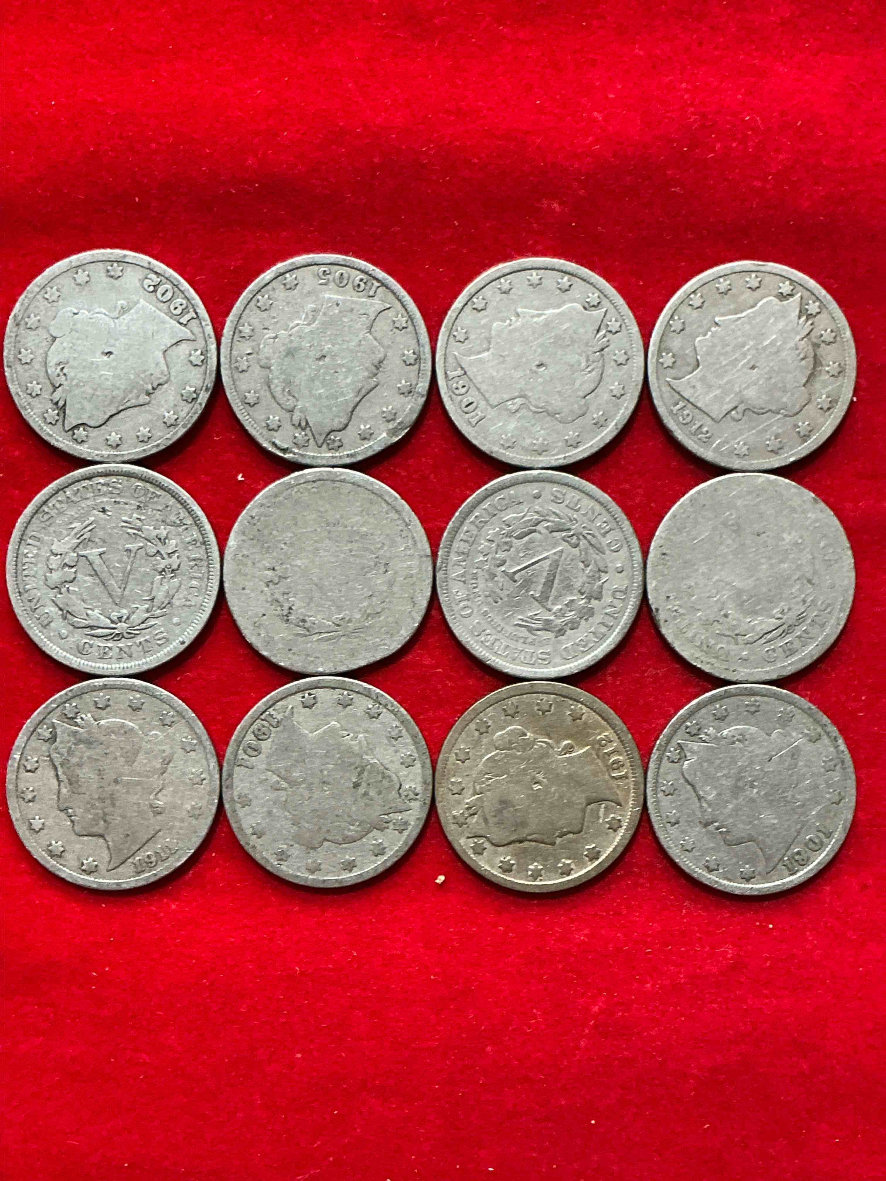 Antique U.S. V Nickels! Think Of The History These Coins Have Seen!, Liberty Head V Nickels Were Minted Up Until 1913 & Were The Style Of Nickels Before Buffalo Nickels. Own Some Cool Pieces Of History! Rare To See These Coins With The "Date On" In Circulated Condition!