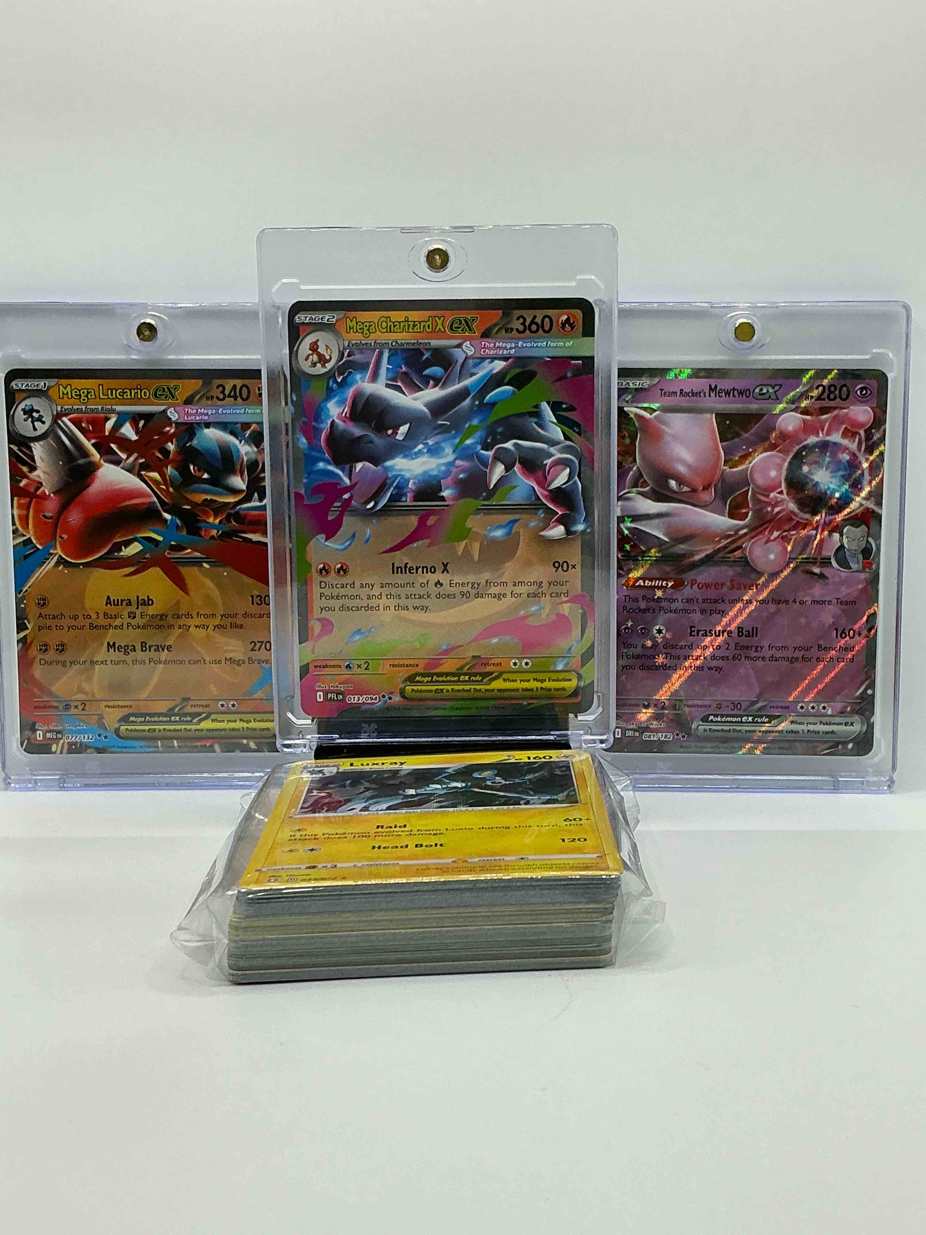 Charizard EX, Lucario EX & Mewtwo EX & More! Along With 50 Other Pokémon Heroes, Holos, Legends & Commons- Including Holographic Cards, Stage 2 Cards, Holos In All Forms & More! Also Includes 36 Non Holo Common/ Uncommon Basic & First Stage Cards Trainers & Energy Too! Perfect Set For Collectors & Enthusiasts!