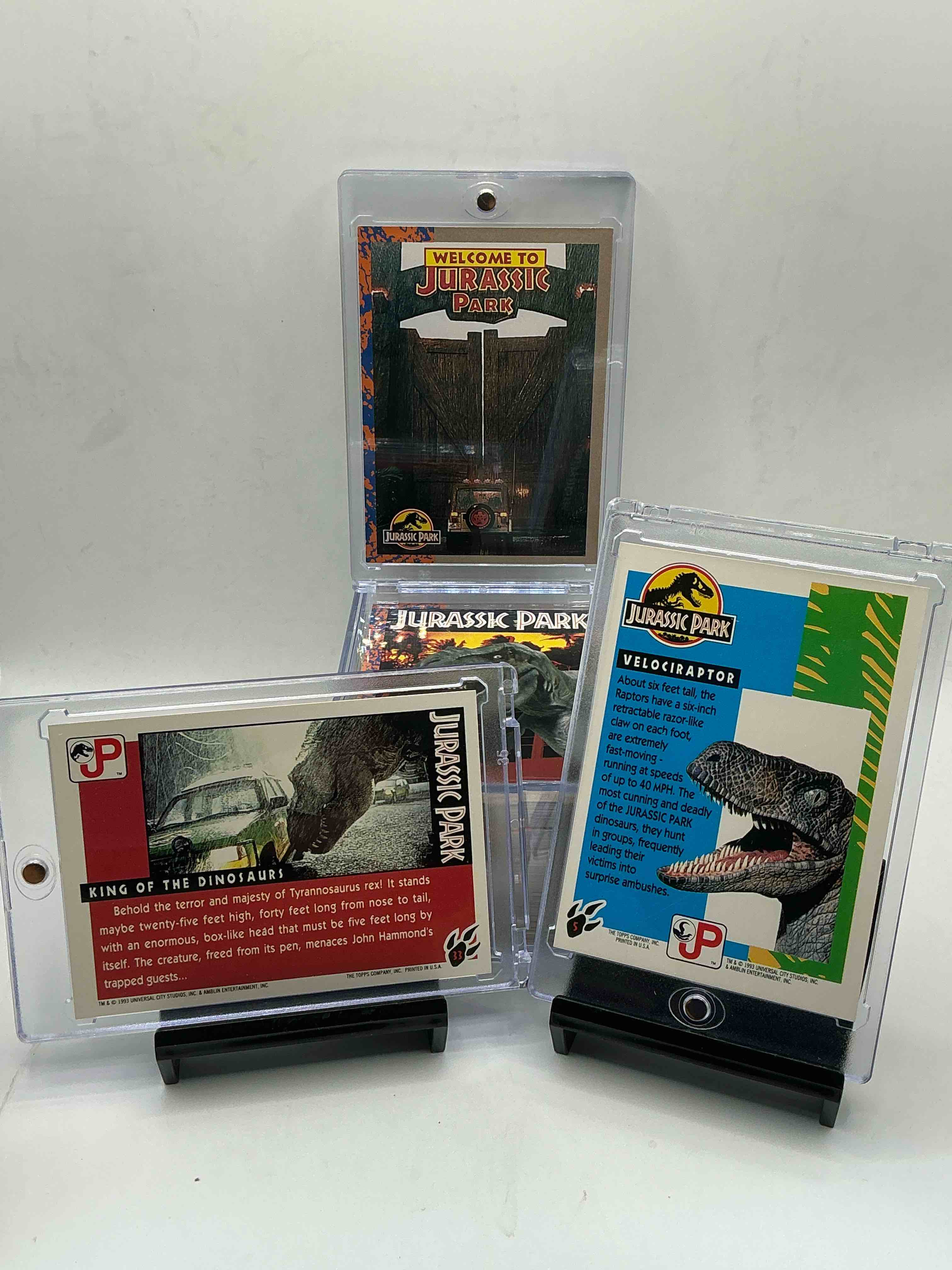 Condition photo showing New/Like New for 1993 dinosaur history! complete, authentic, original jurassic park movie card & sticker set, excellent condition! own a piece of spielberg’s masterpiece! a serious pop culture collector item & very rare & hard to find with all 88 cards & 11 stickers!