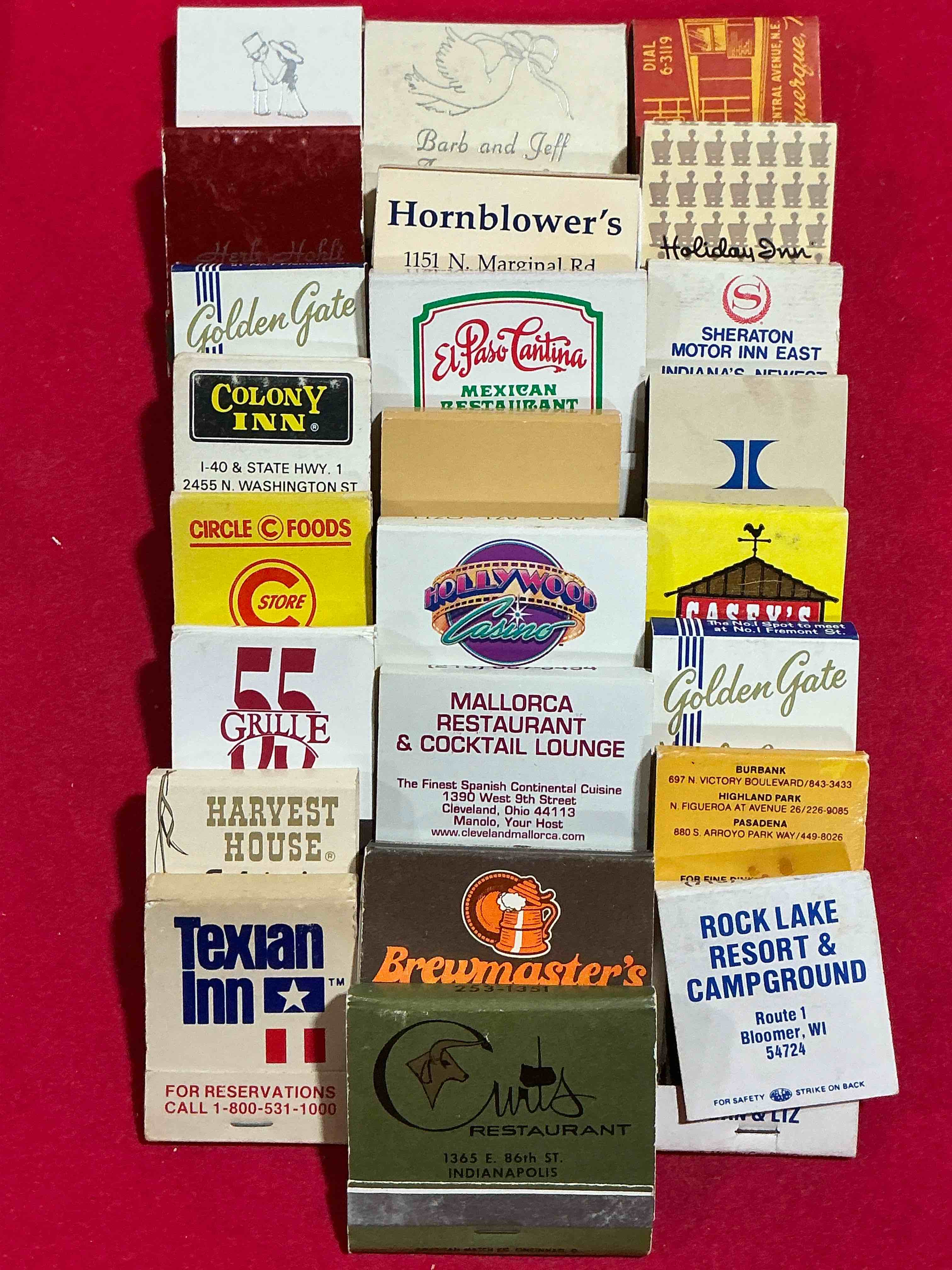 vintage matchbooks!  a crazy hard to collect collection of matchbooks from all over, many from places that no longer exist!  collection spans decades & decades!  most books are complete with all matches!  one of a kind collection!  all original & impossible to find anywhere else!