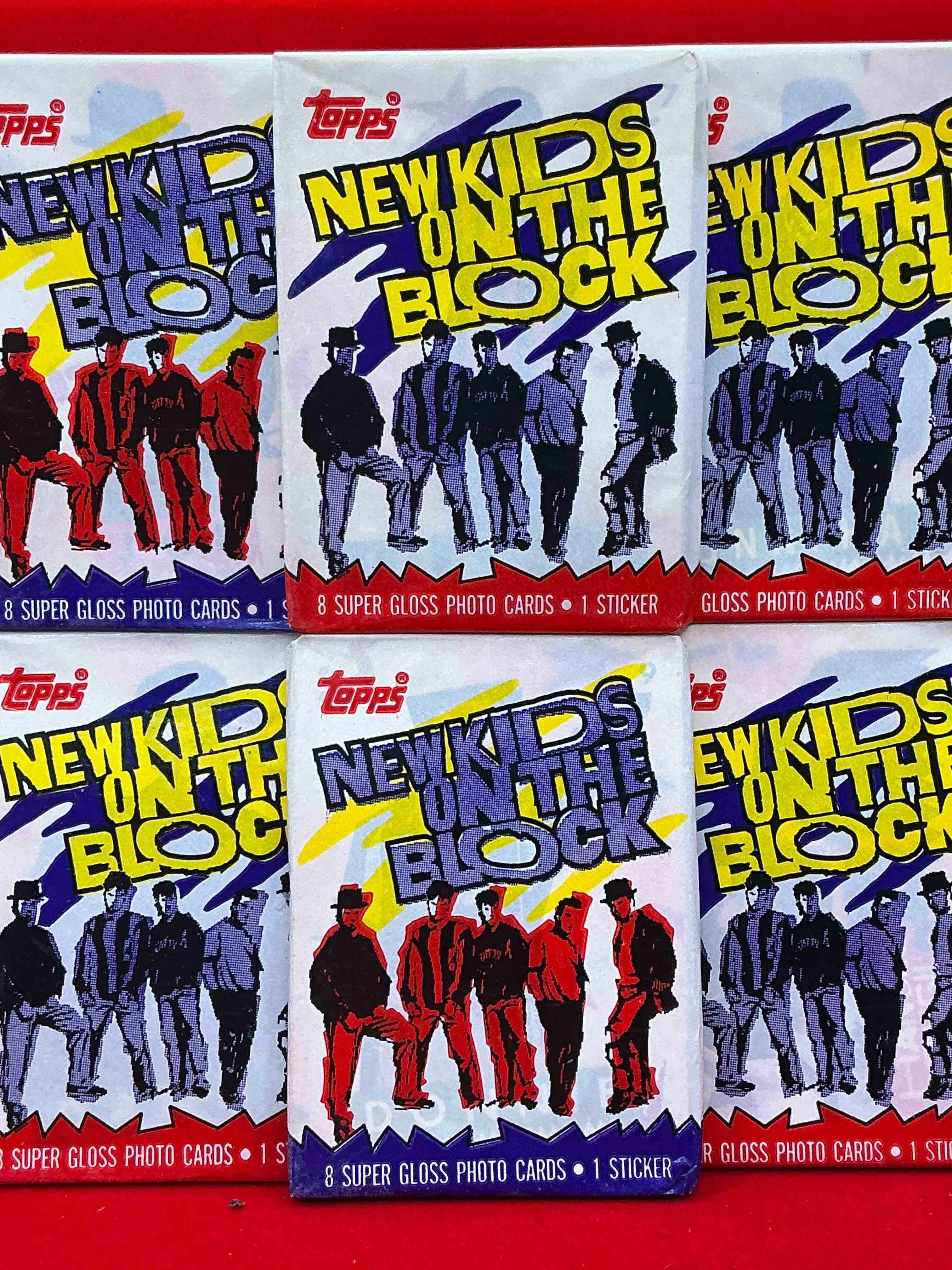 Condition photo showing New/Like New for 1989 hangin’ tough! new kids on the block, the original boy band history! check out these original, sealed new kids trading card wax packs, direct from original retail case! re-live 1989 with these highly collectible, authentic pieces of pop culture history!