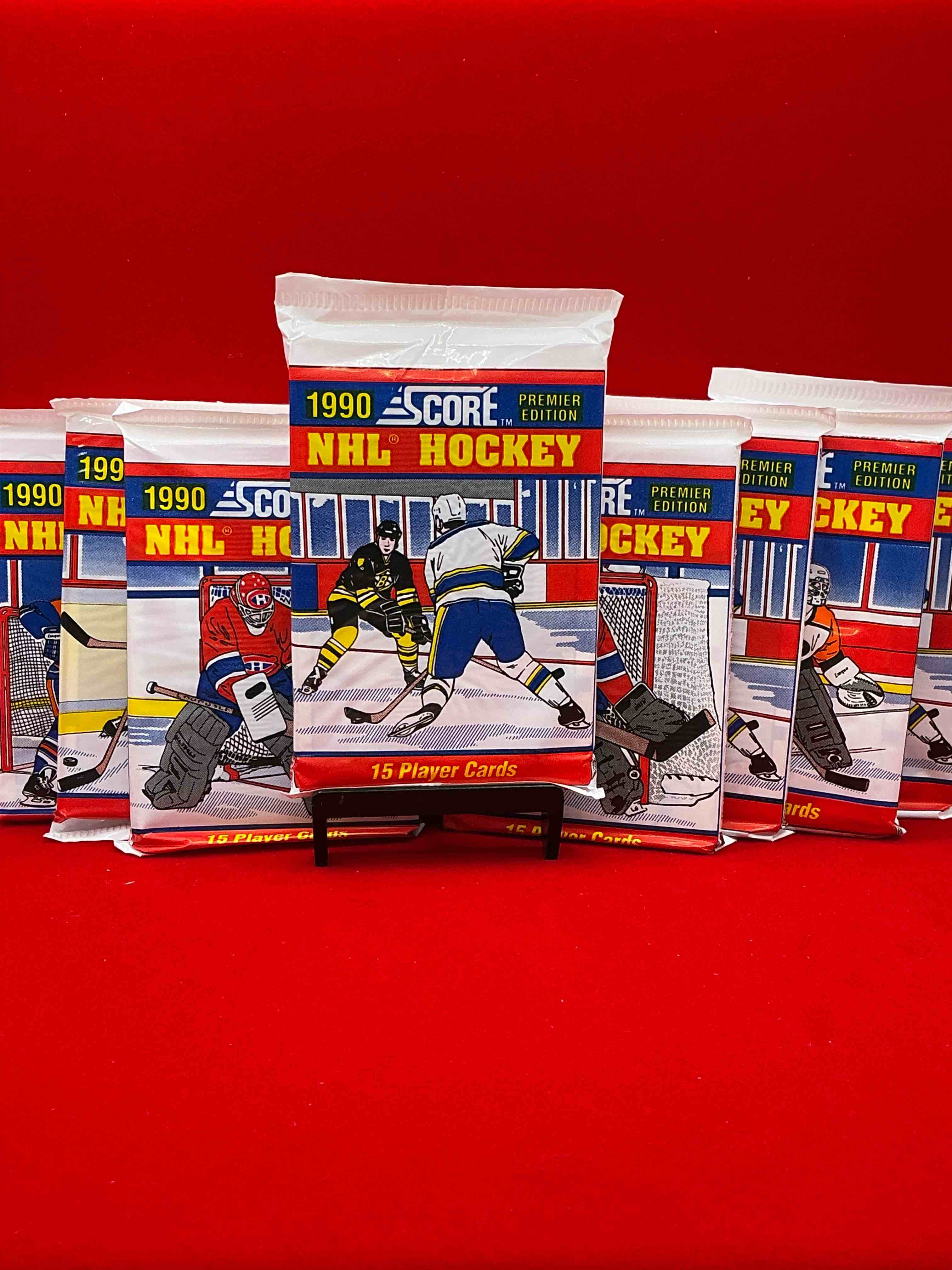 Condition photo showing New/Like New for beautiful & rare! wayne gretzky!? 1990 score hockey unopened packs! look for key rookies & wayne gretzky cards in these amazing packs! straight from box & rare!