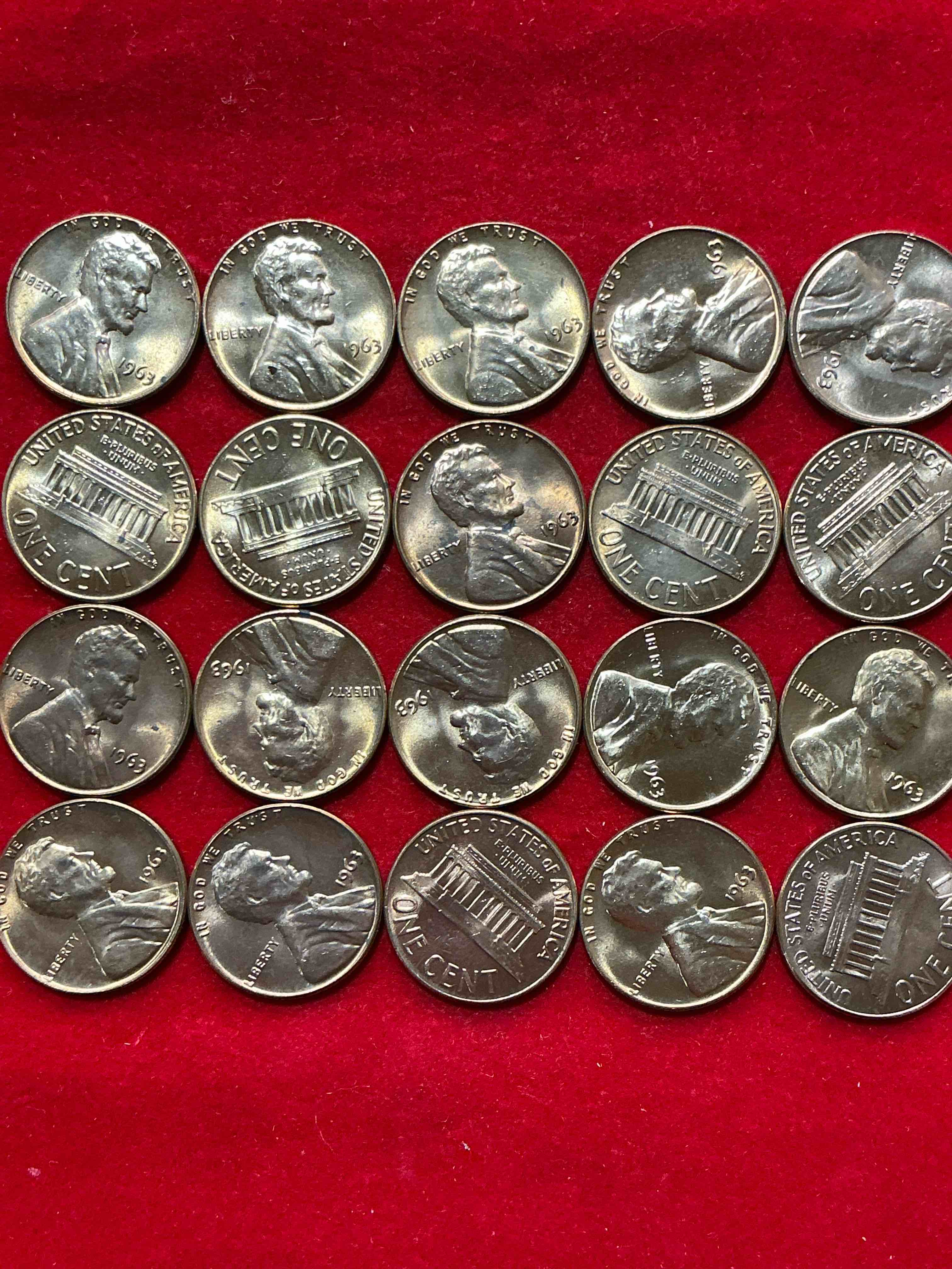Condition photo showing New/Like New for 1963 "i have a dream" era brilliant uncirculated wheat pennies! these 1963 pennies are direct from the original treasury rolls & haven't seen the light of day since 1963! dr. martin luther king famously gave his "i have a dream" speech on aug 28, 1963. own pieces of this era with these incredible pieces of history!