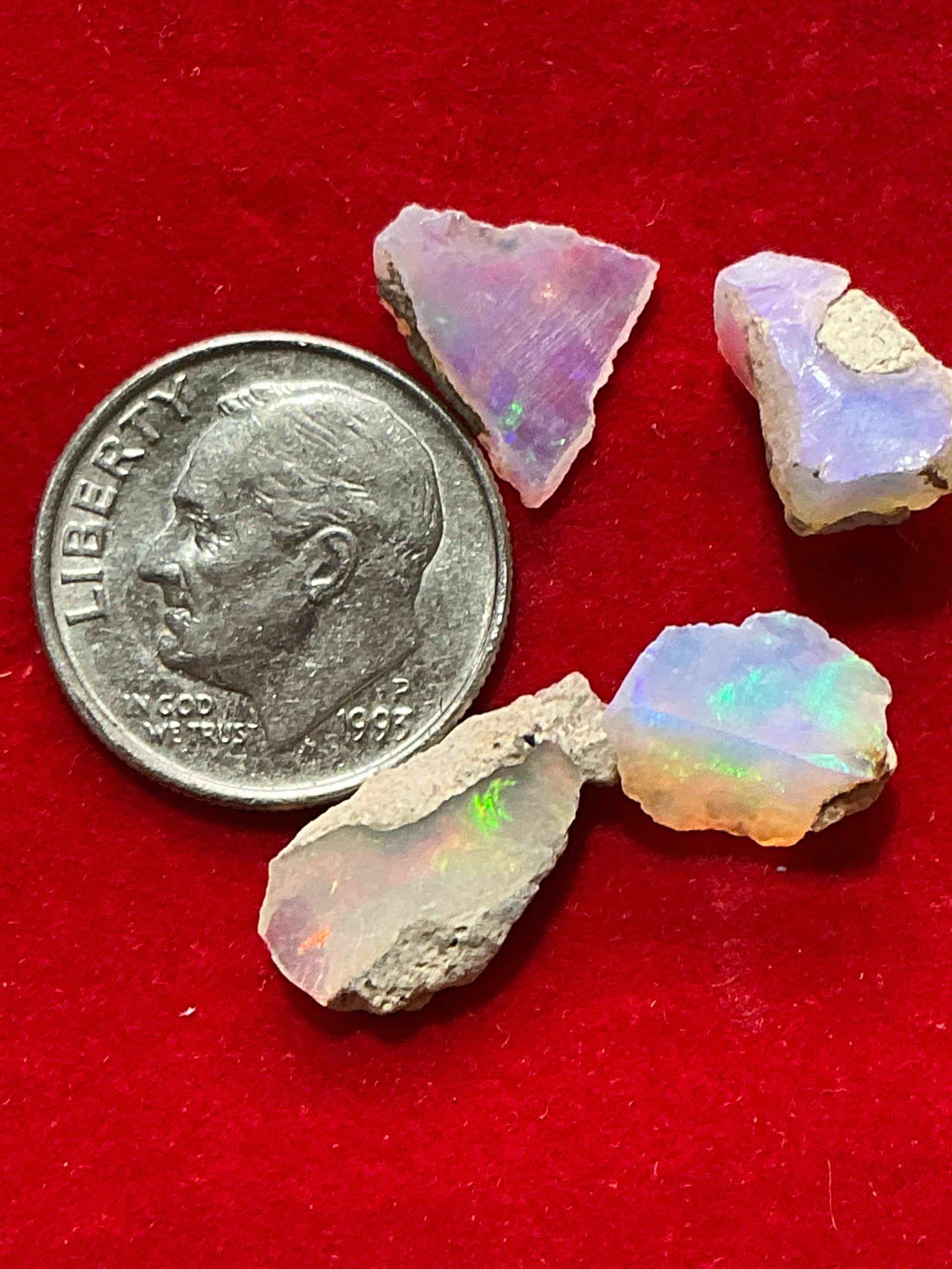 Condition photo showing New/Like New for opal precious gemstone, authentic! opal gemstone! opals are famous for their stunning clarity & hues & likely originate from ethiopia. opals are believed to promote hope, purity & love. the u.s. dime in image is for size reference only (not included). own an amazing, stunning, unique opal gemstone!