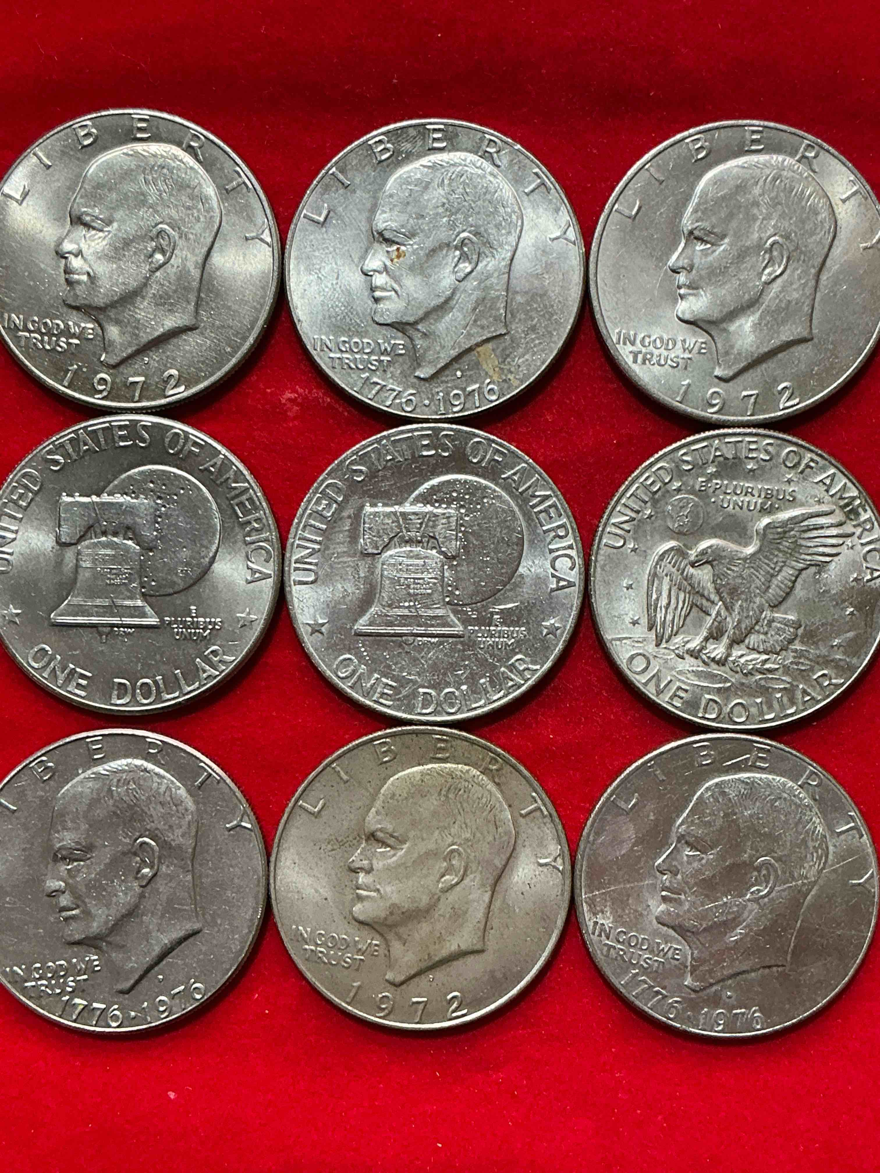 gorgeous eisenhower dollars! here are circulated “ike” dollars! up for auction are ike one dollar coins from different years! awesome ike dollars! even includes rare bicentennial 1976 edition
