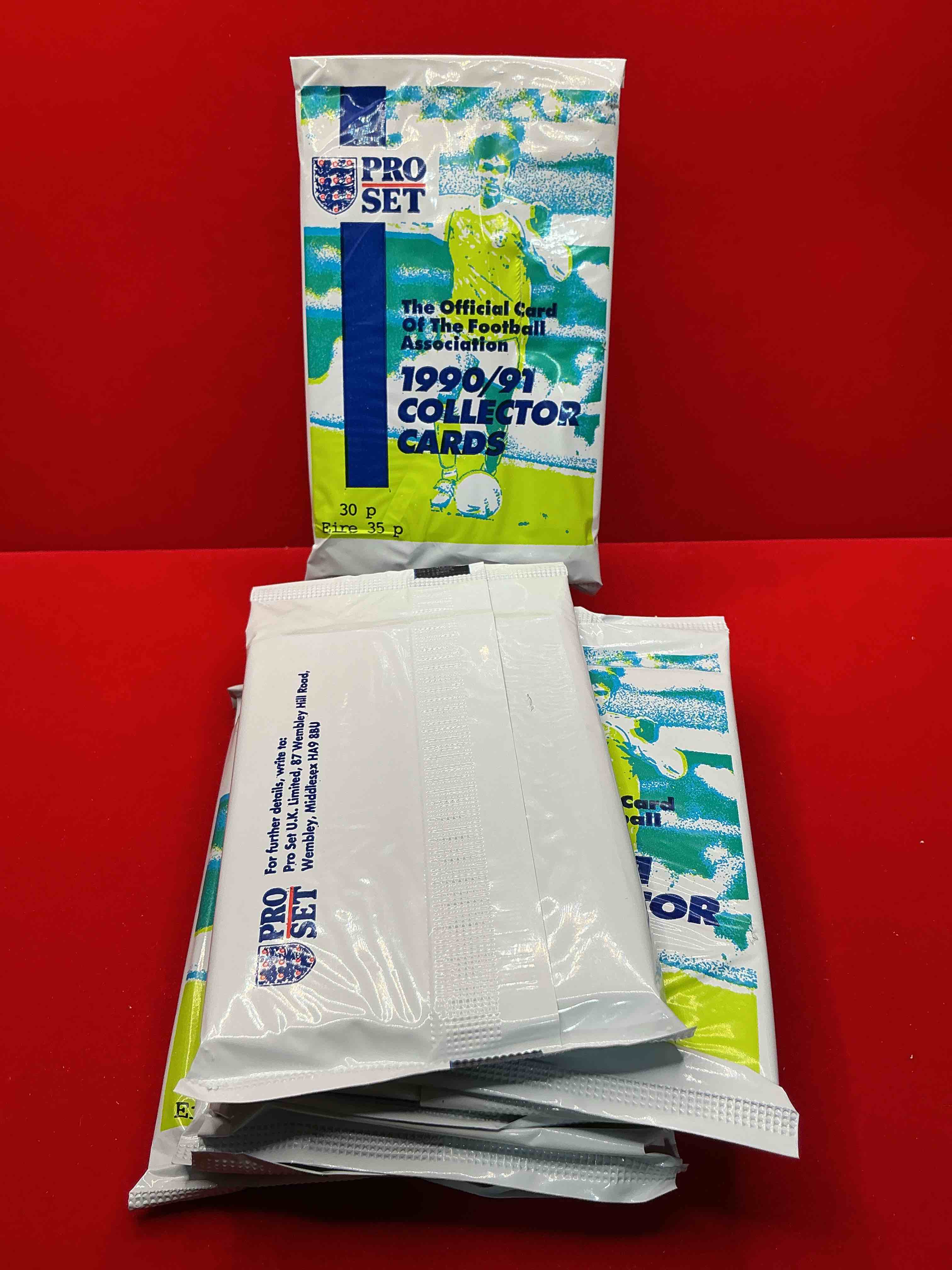 Condition photo showing New/Like New for 1990-91 pro set soccer league card packs! get in the soccer mood with these awesome packs- 12 cards in each one! celebrate the world cup coming to the usa with these pieces of history!