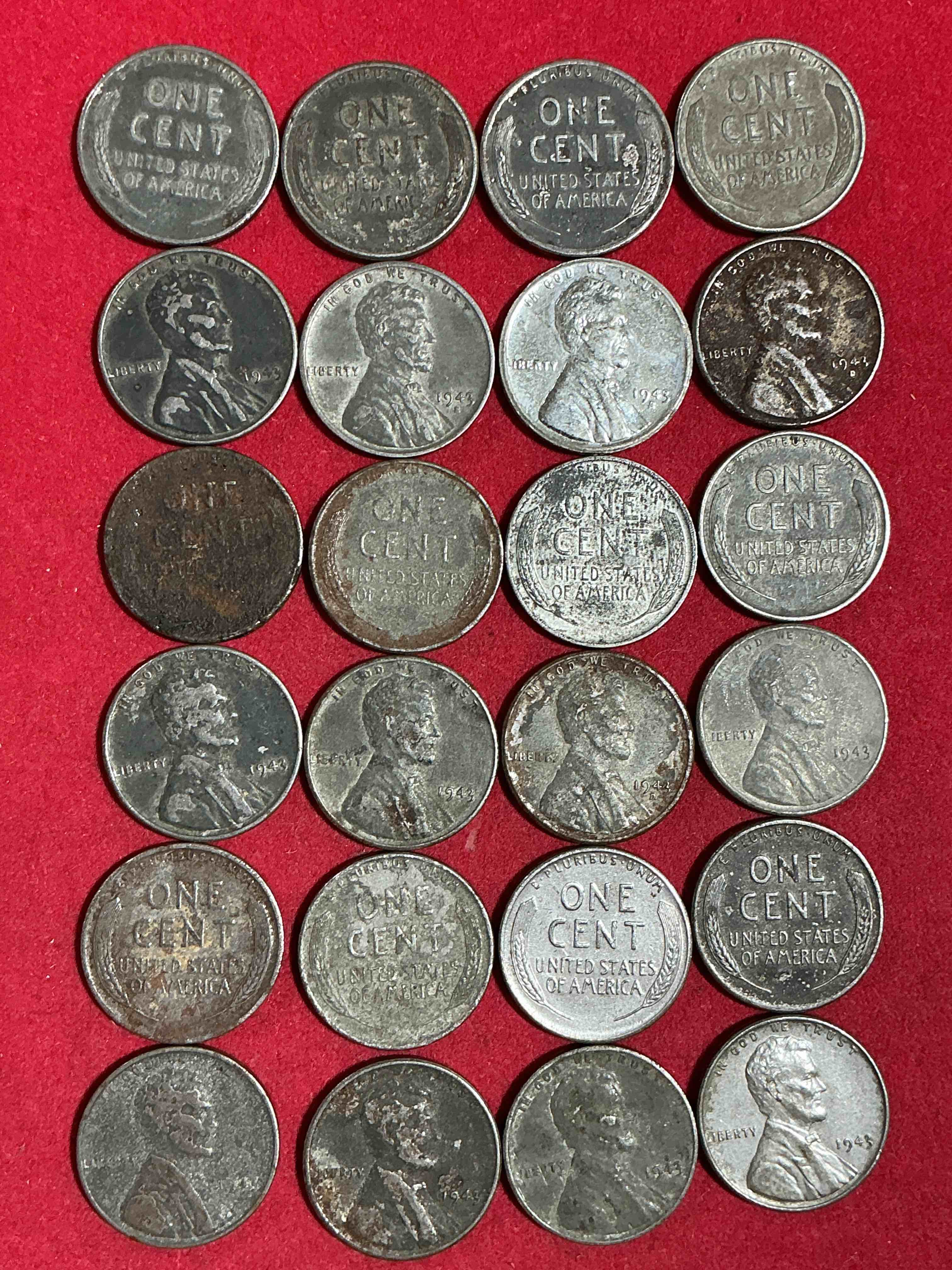 Condition photo showing Good Condition for 1943 world war il history! did you know that in 1943 copper was so valuable for making ammunition that the u.s. treasury made pennies out of steel?! 1943 steel pennies have become valuable, rare collector items! up for auction are rare wwii steel pennies appearing circulated. own pieces of world war ii history that are an awesome investment!