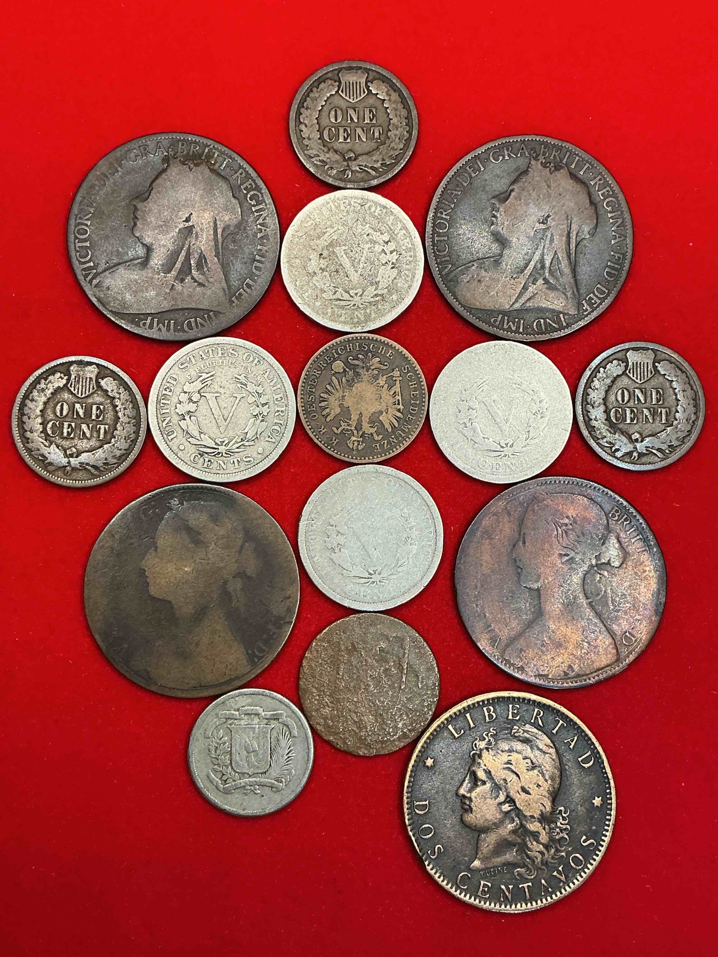 Condition photo showing Good Condition for 1800’s coins!!! lot of 15 coins all from the 19th century! each one is unique and has seen 100s of years of history!
