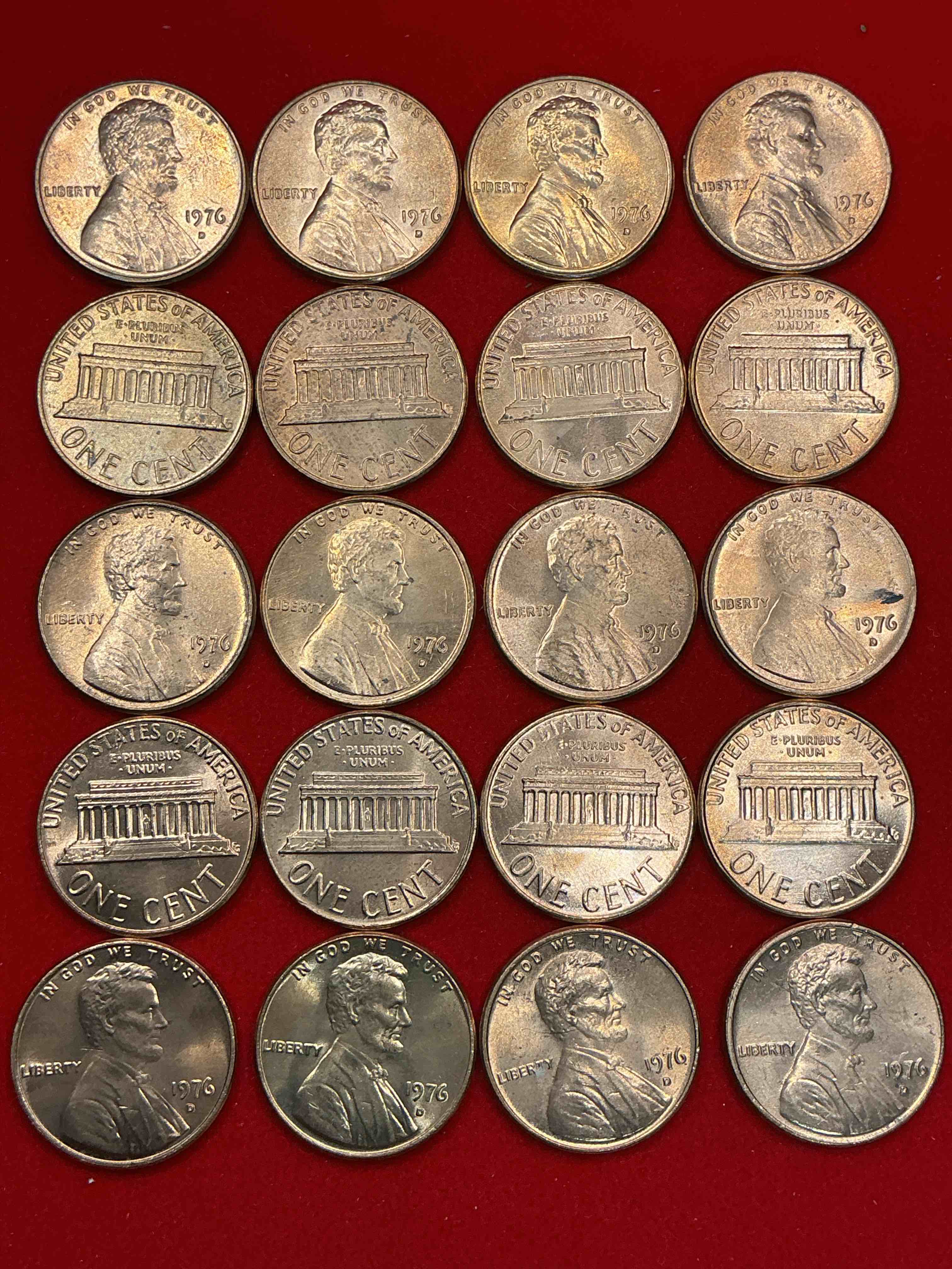 1976 brilliant uncirculated america 200 year anniversary pennies! celebrate america’s bicentennial with the unc brilliant 1976 pennies, direct from the original bank rolls! these pennies have not seen the light of day since 1976, wow! serious collector items!