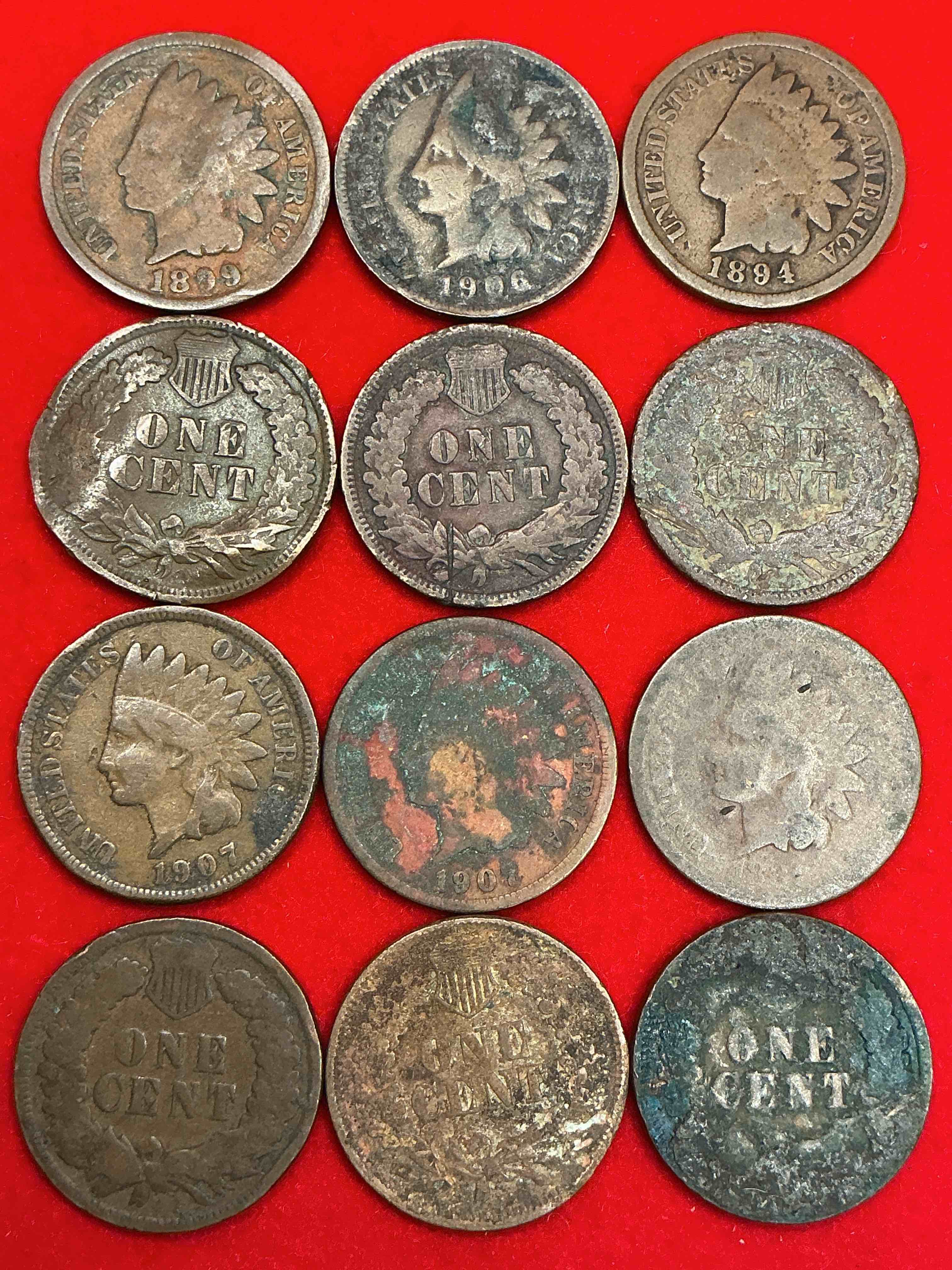 Condition photo showing Good Condition for indian head pennies! these gorgeous u.s. pennies were minted from 1859-1909 & have become serious collector items! the "indian head" design is actually a representation of lady liberty wearing an indian headdress. here are beautiful, well-kept examples representing many different mint years! great for collecting, investing & learning history, & rare with visible dates!