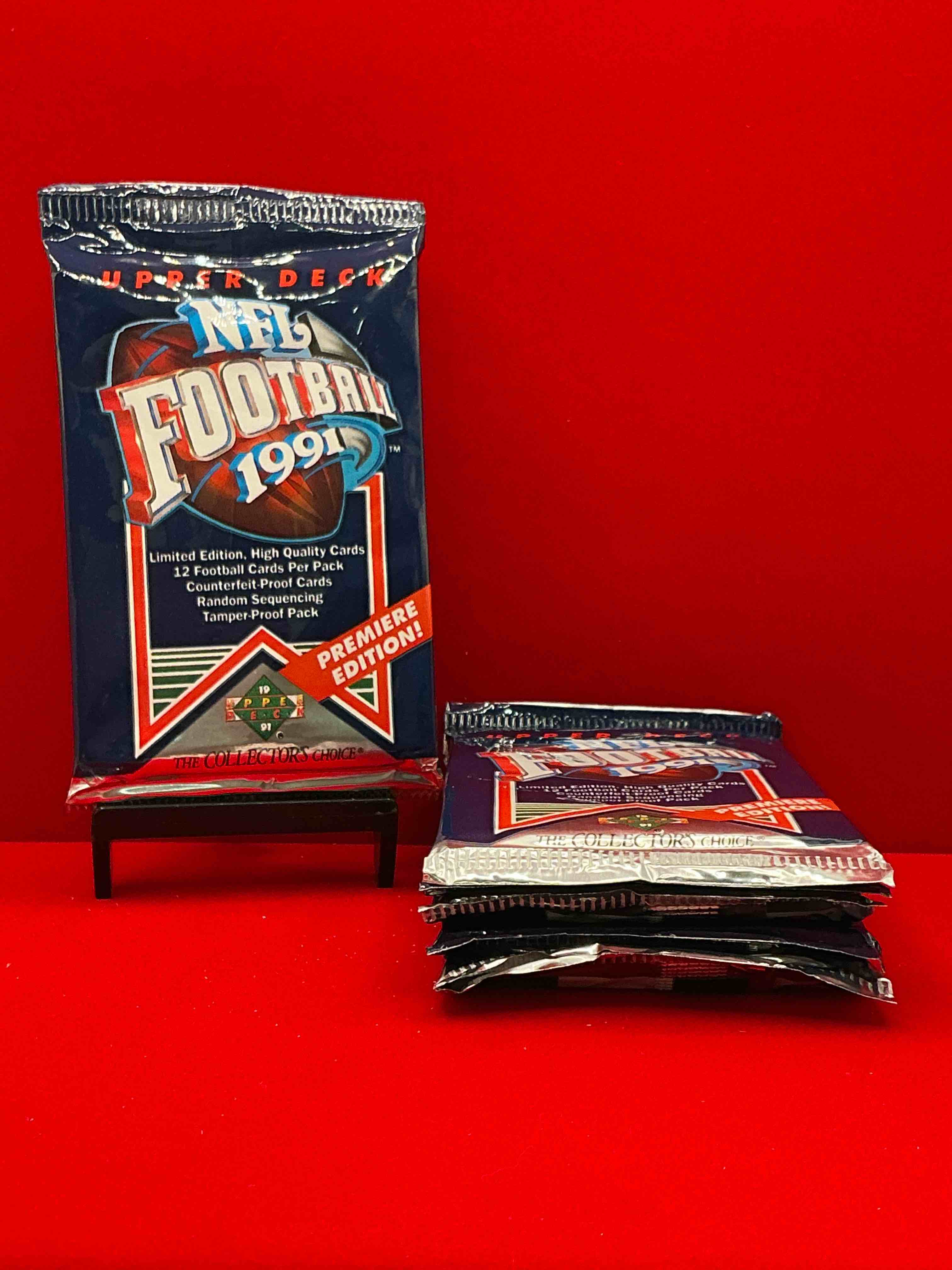 Rare & Vintage! 1991 Upper Deck Premier Edition Unopened NFL Football Packs! Direct From Original Box! Brett Favre Rookie Year! Search For Brett Favre Rookie & Other 80s Stars!