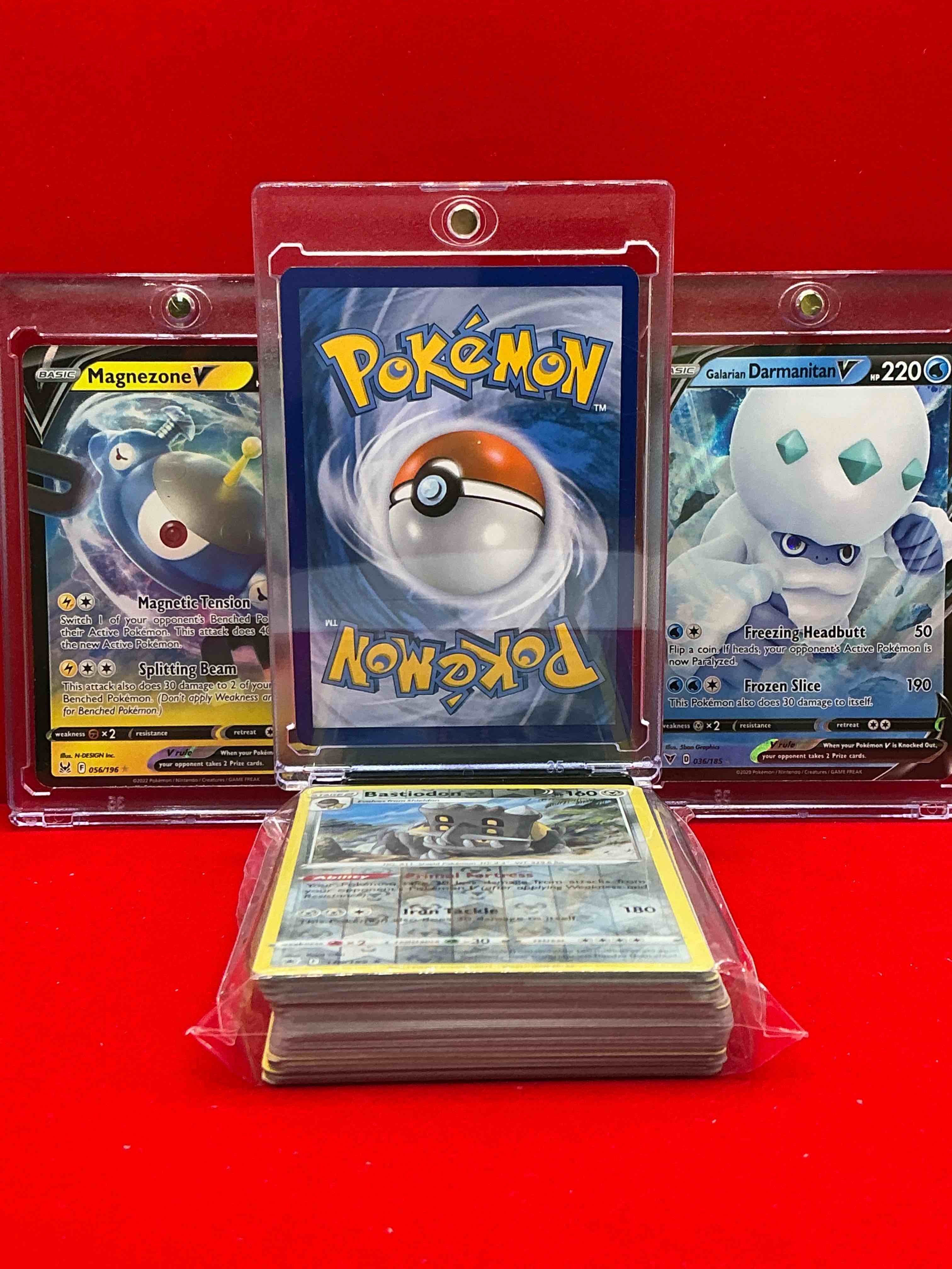 Condition photo showing New/Like New for lucario ex, darmanitan & more! pokémon party! along with 50 other pokémon heroes, holos, legends & commons- including holographic cards, stage 2 cards, holos in all forms & more! also includes 36 non holo common/ uncommon basic & first stage cards trainers & energy too! perfect set for collectors & enthusiasts!