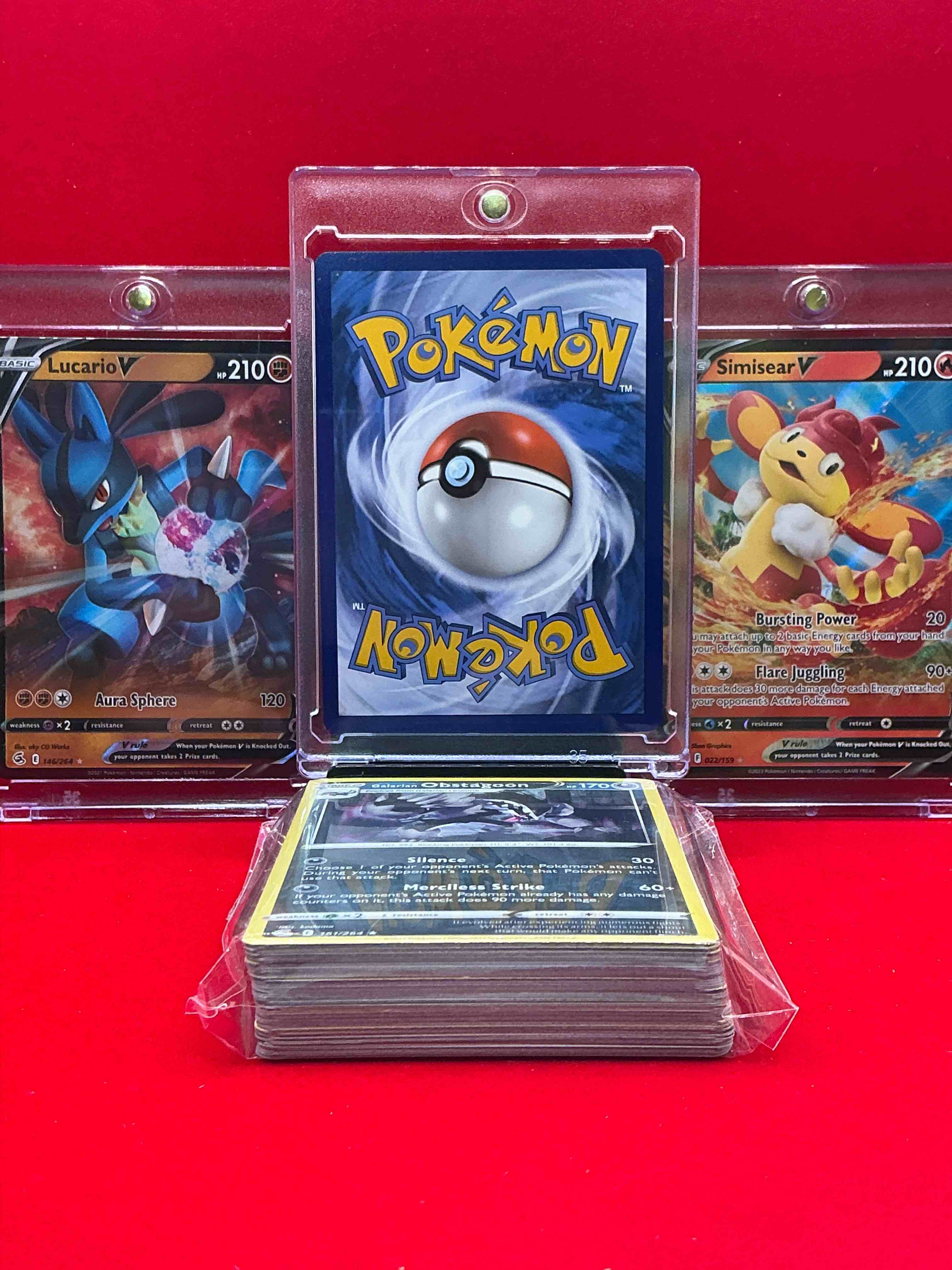 Condition photo showing New/Like New for charizard v, lucario v & simisear v! wow! v madness! pokémon palooza! along with 50 other pokémon heroes, holos, legends & commons- including holographic cards, stage 2 cards, holos in all forms & more! also includes 36 non holo common/ uncommon basic & first stage cards trainers & energy too! perfect set for collectors & enthusiasts!
