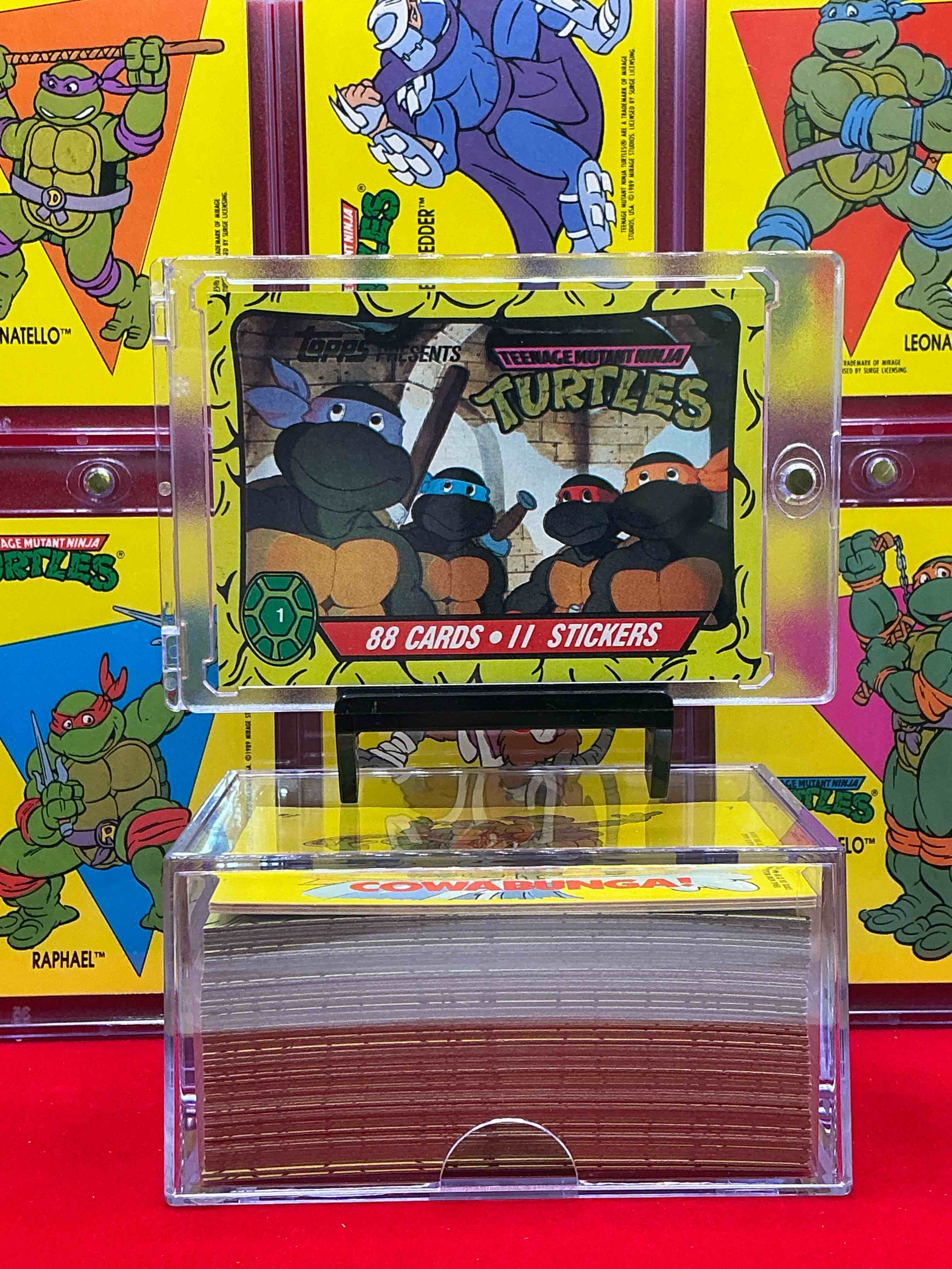 1989 ninja turtle wow!  totally complete original, authentic teenage mutant ninja turtles complete trading card & stickers!  all 88 cards & 11 stickers included, for a total qty of 99! excellent condition!  your chance to own a genuine tmnt original serious collectible! 