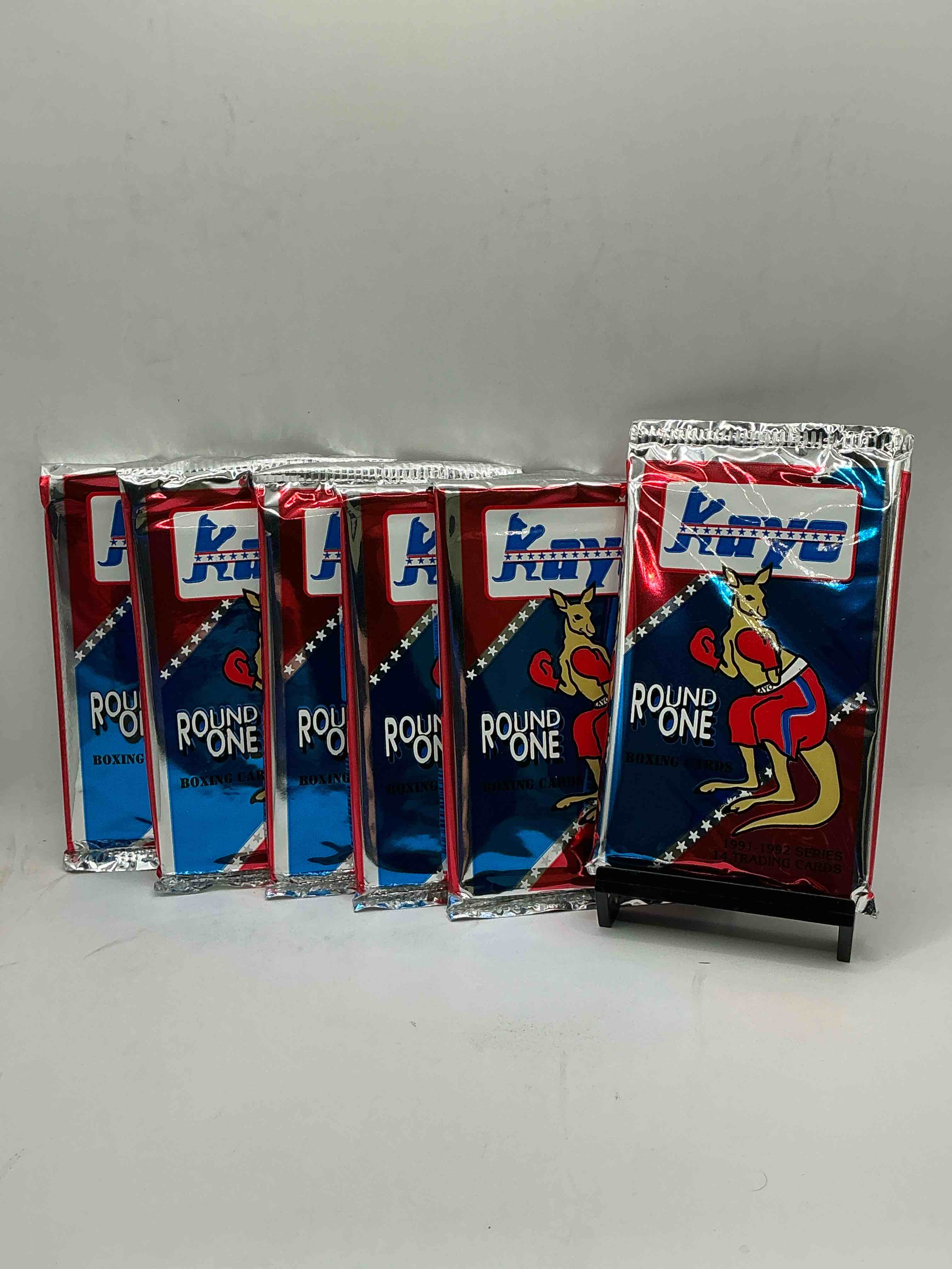 1991-92 kayo round one boxing cards! 14 cards per pack! look for roy jones jr, lennox lewis, james toney & more! beautiful packs!