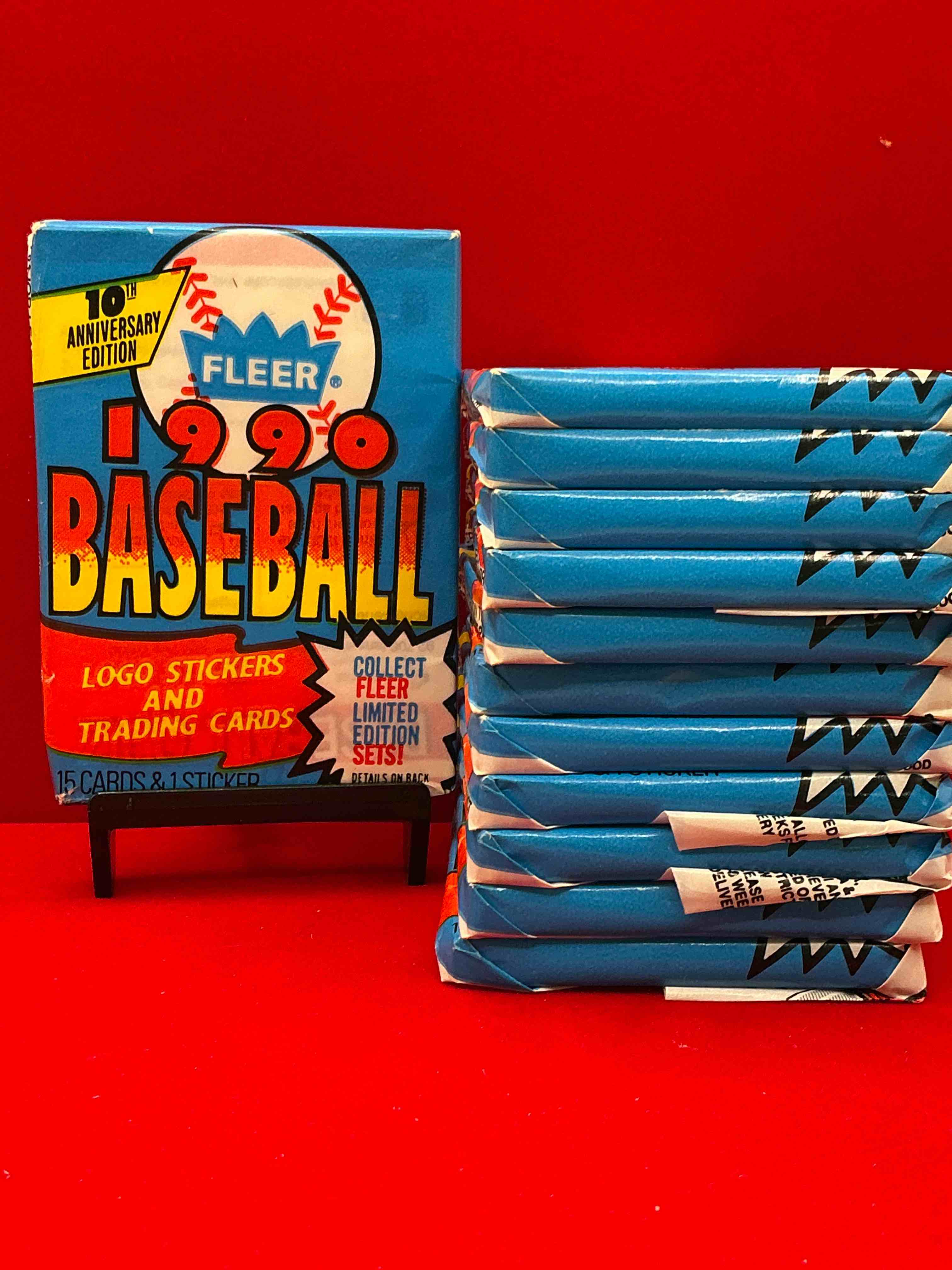 vintage baseball! awesome 1990 fleer baseball unopened sports card wax packs!direct from original box! search for valuable collectible ken griffey jr cards!