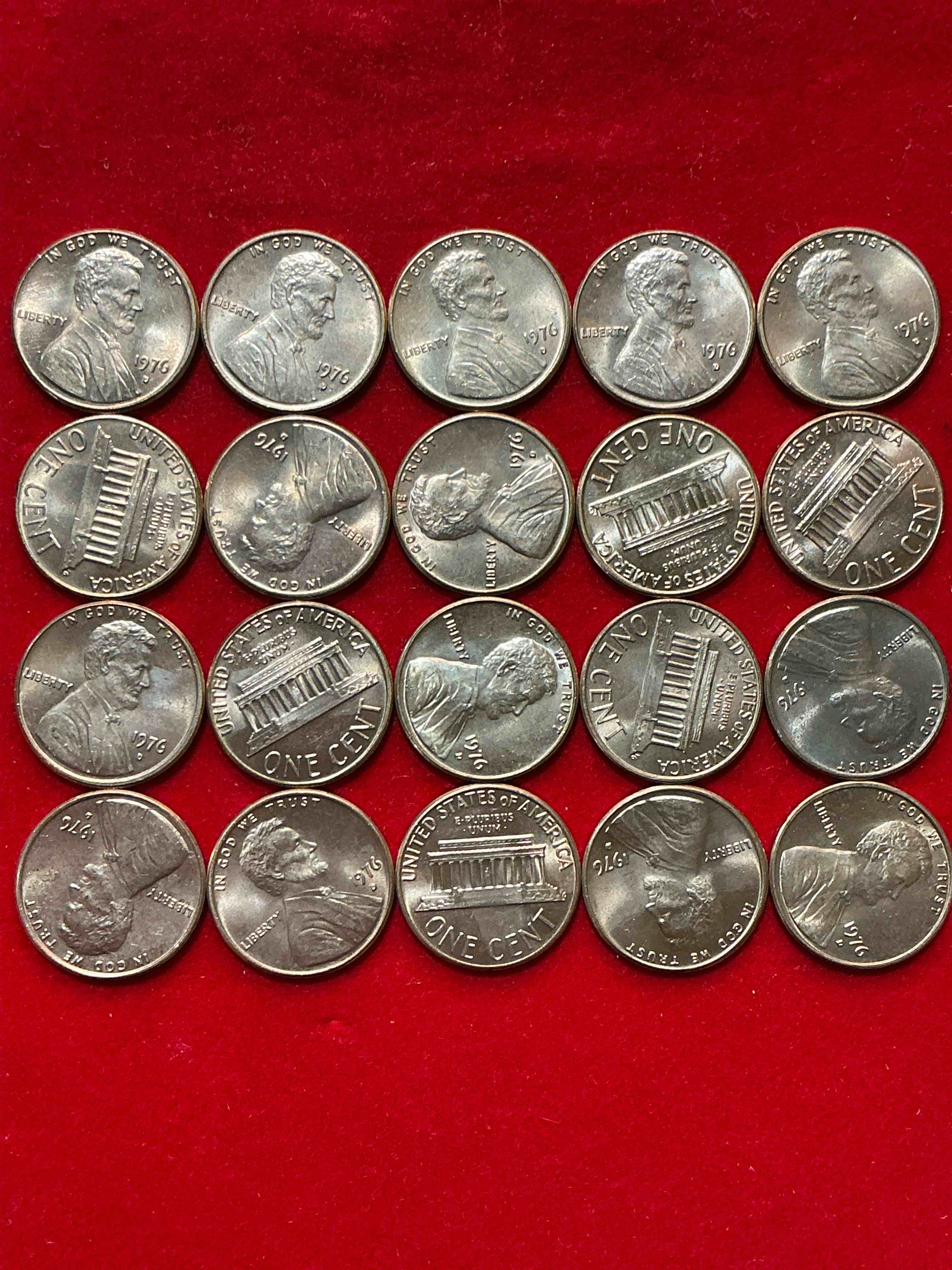 1976 brilliant uncirculated america 200 year anniversary pennies! celebrate america’s bicentennial with the unc brilliant 1976 pennies, direct from the original bank rolls! these pennies have not seen the light of day since 1976, wow! serious collector items!