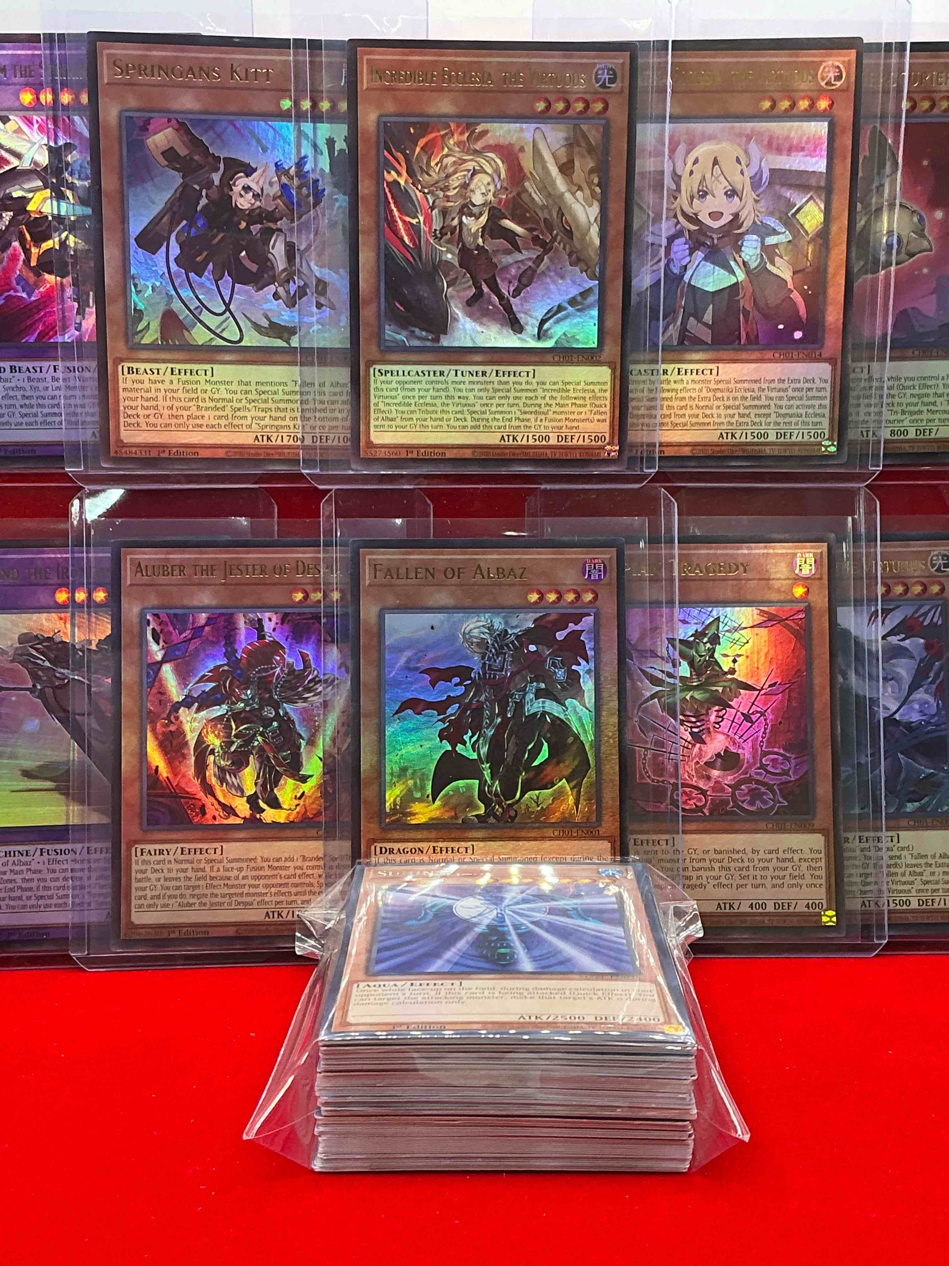 Condition photo showing New/Like New for yu-gi-oh……yu-gi-oh!! this 50 card lot includes 10 holographic cards along with 40 others! an excellent way to start or build to your collection! join the yu-gi-oh craze!