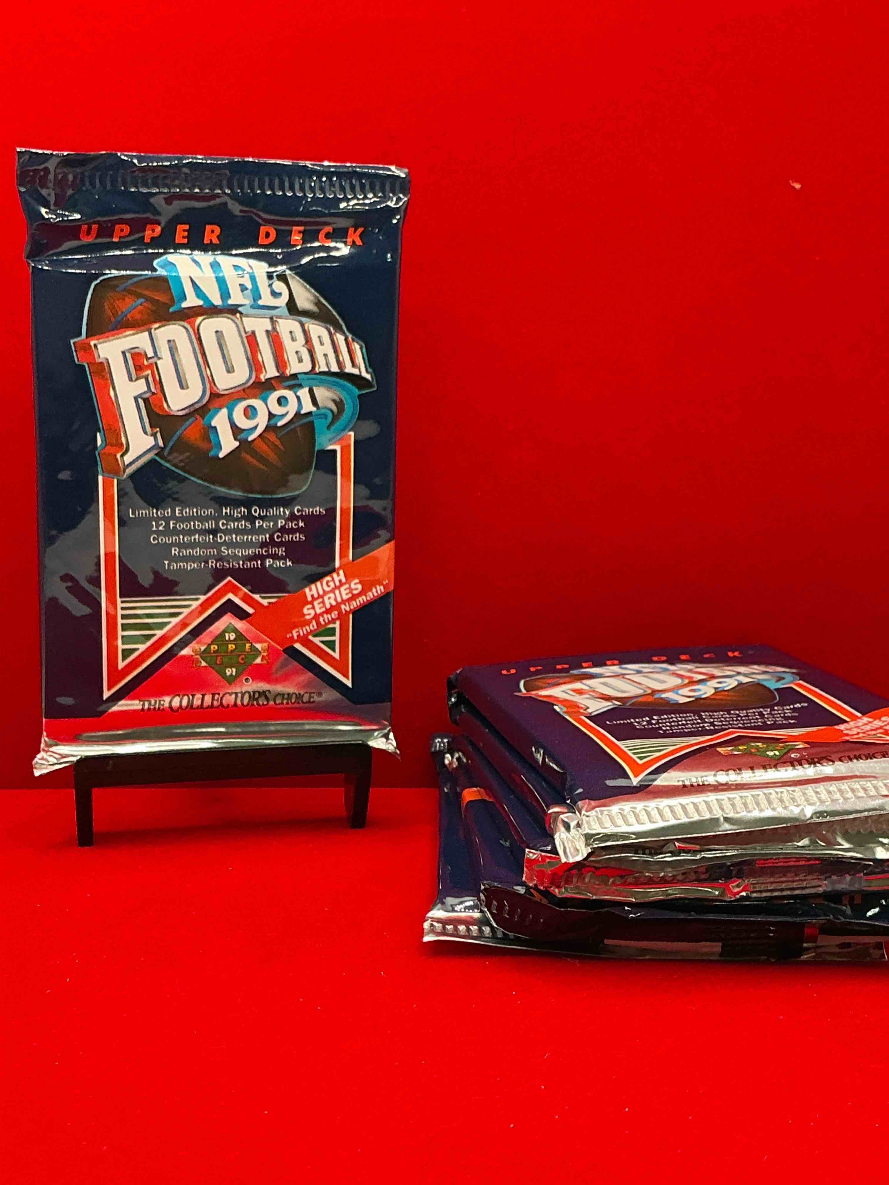rare & vintage! 1991 upper deck premier edition unopened nfl football packs! direct from original box! brett favre rookie year! search for brett favre rookie & other 80s stars!
