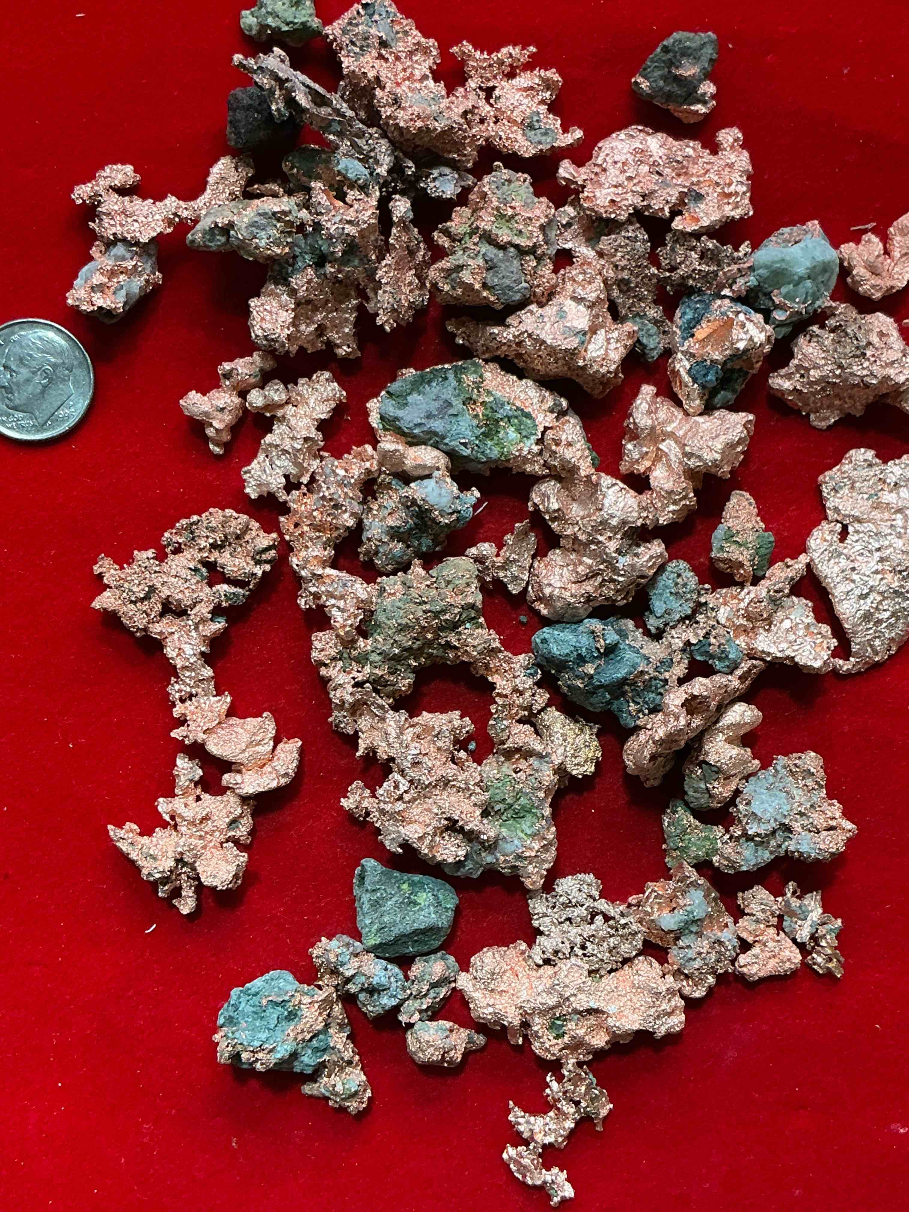 Condition photo showing New/Like New for copper wow! large native michigan raw copper nuggets, straight from michigan copper mine! rare in unrefined form, each one unique! almost impossible to find! total weight of nuggets approx 1/2 pound!