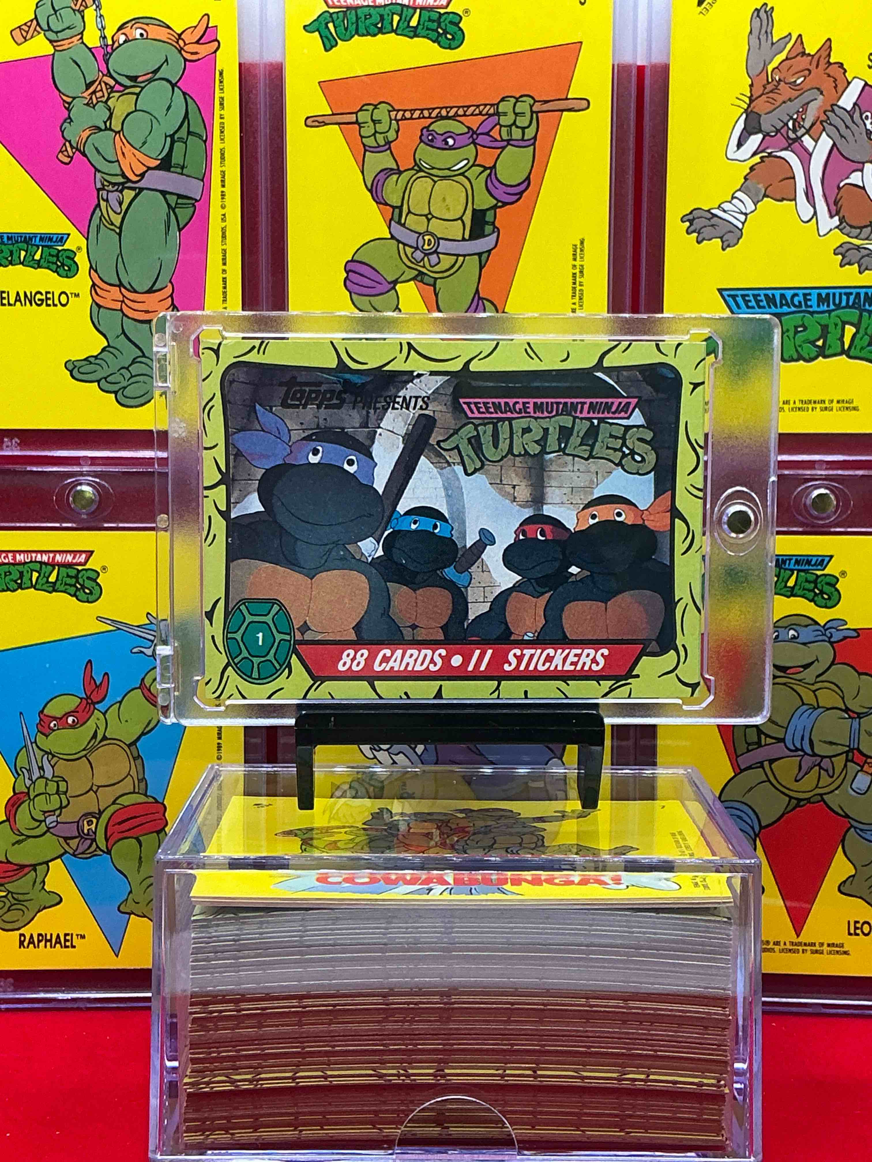 1989 ninja turtle wow!  totally complete original, authentic teenage mutant ninja turtles complete trading card & stickers!  all 88 cards & 11 stickers included, for a total qty of 99! excellent condition!  your chance to own a genuine tmnt original serious collectible! 