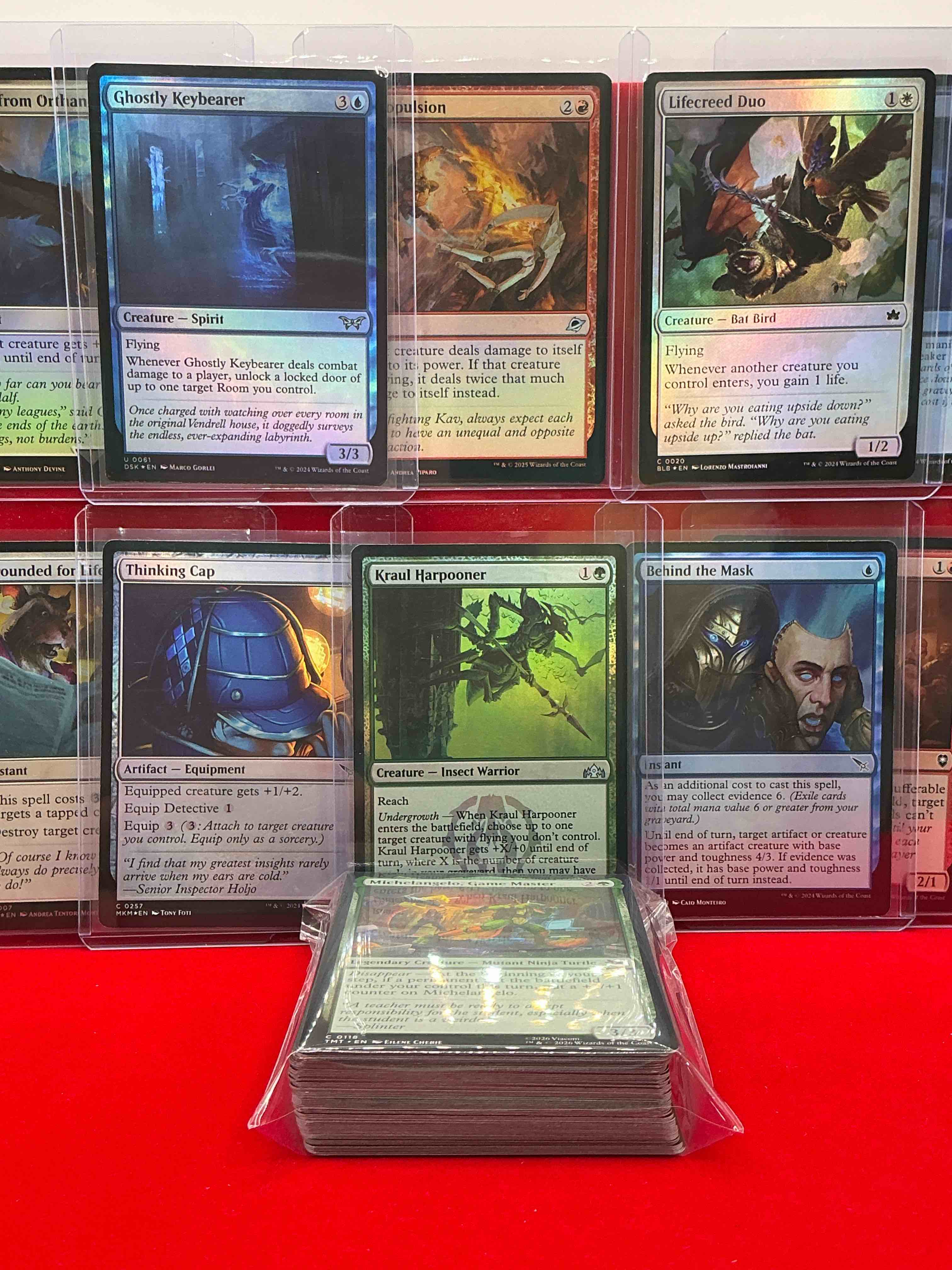 Condition photo showing New/Like New for magic the gathering 50 card lot! lot includes 10 rare or holo foil cards! all cards in excellent shape condition! a great way to join the mtg craze!
