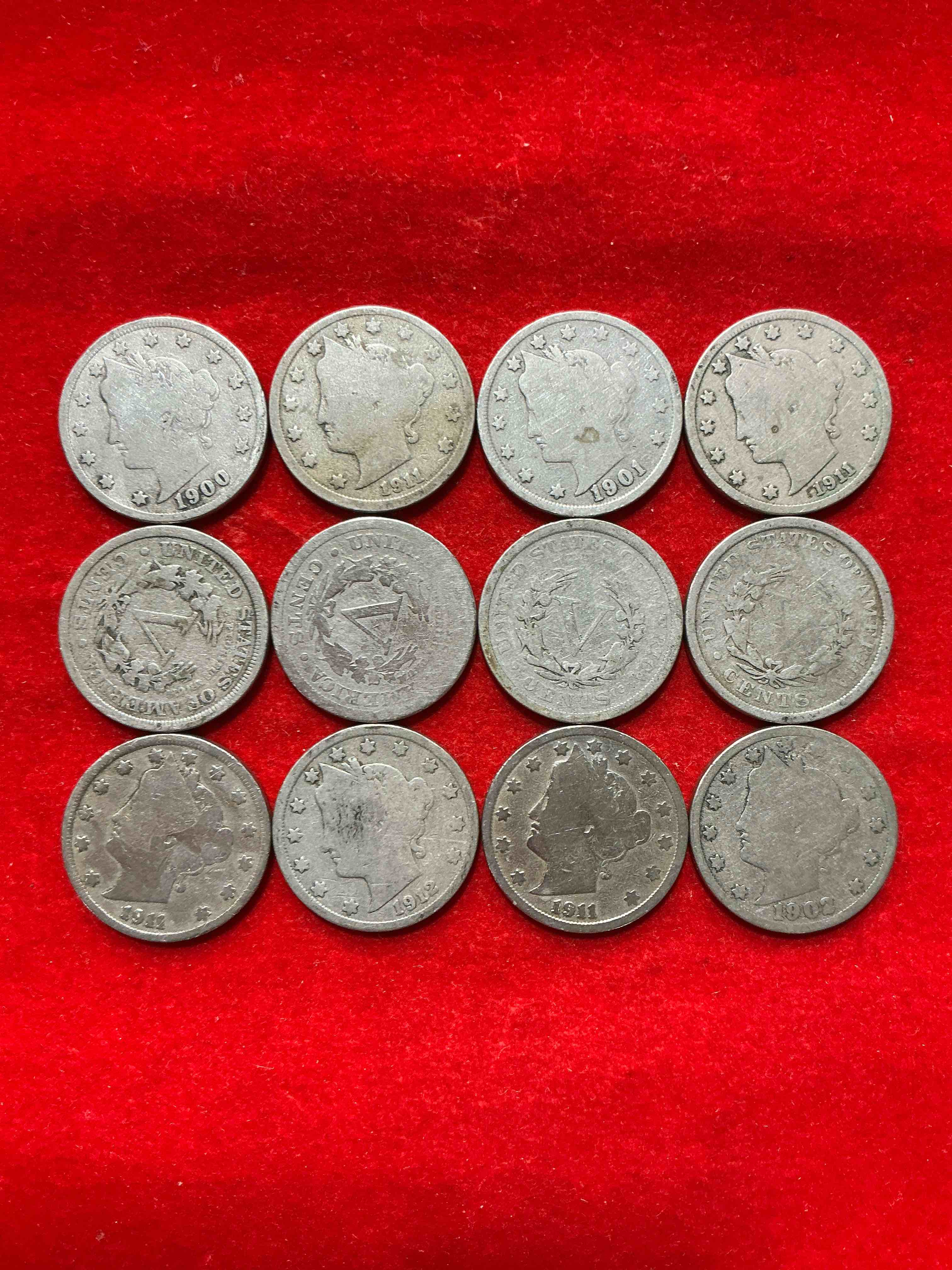 Condition photo showing Good Condition for antique u.s. v nickels! think of the history these coins have seen!, liberty head v nickels were minted up until 1913 & were the style of nickels before buffalo nickels. own some cool pieces of history! rare to see these coins with the "date on" in circulated condition!